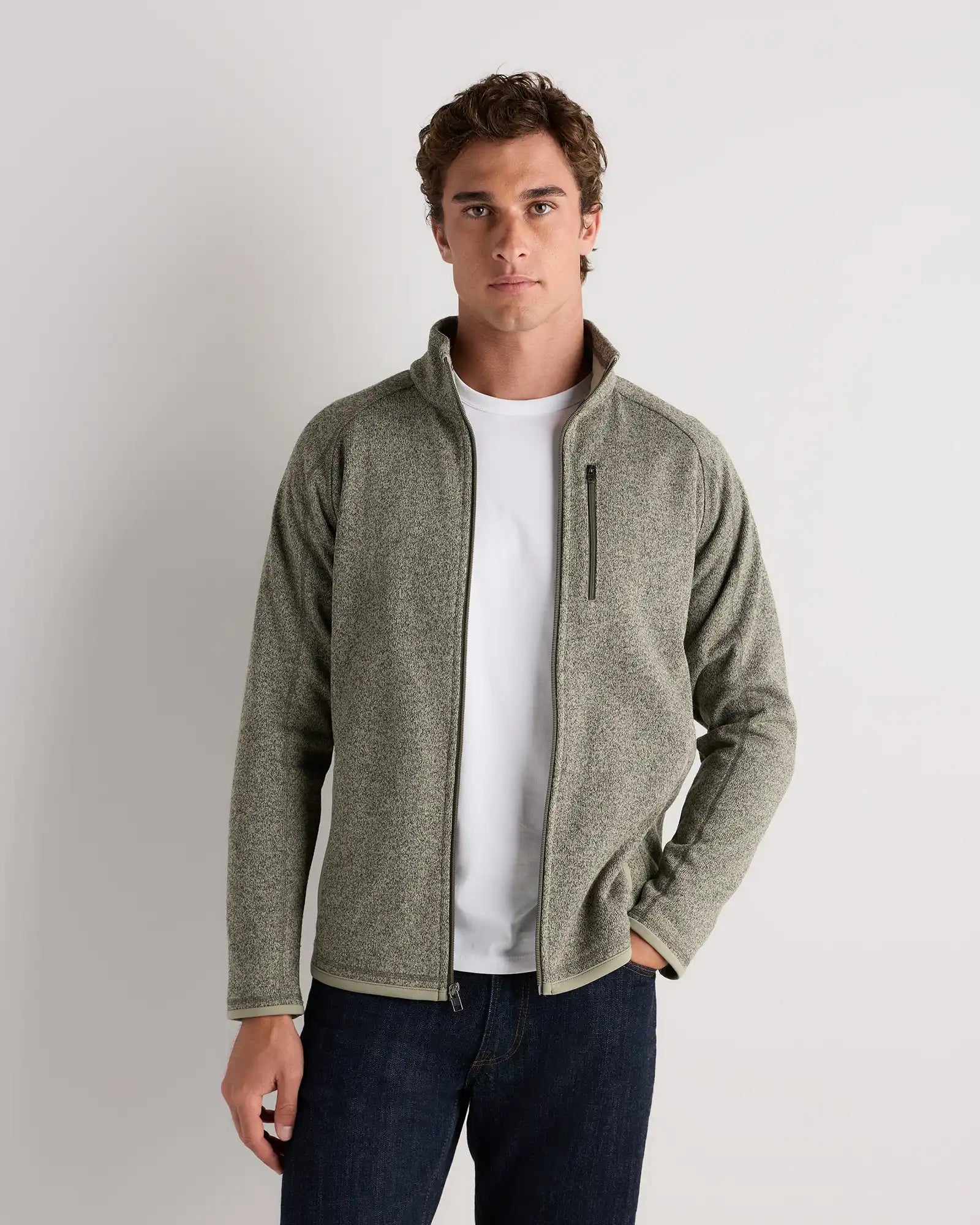 Sweater-Knit Fleece Full-Zip Jacket