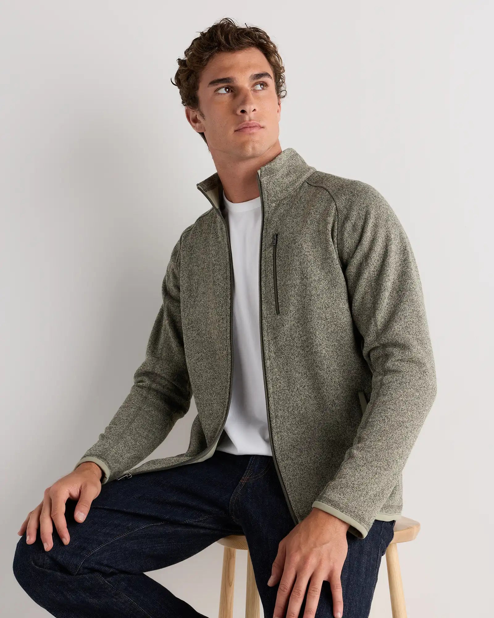 Sweater-Knit Fleece Full-Zip Jacket