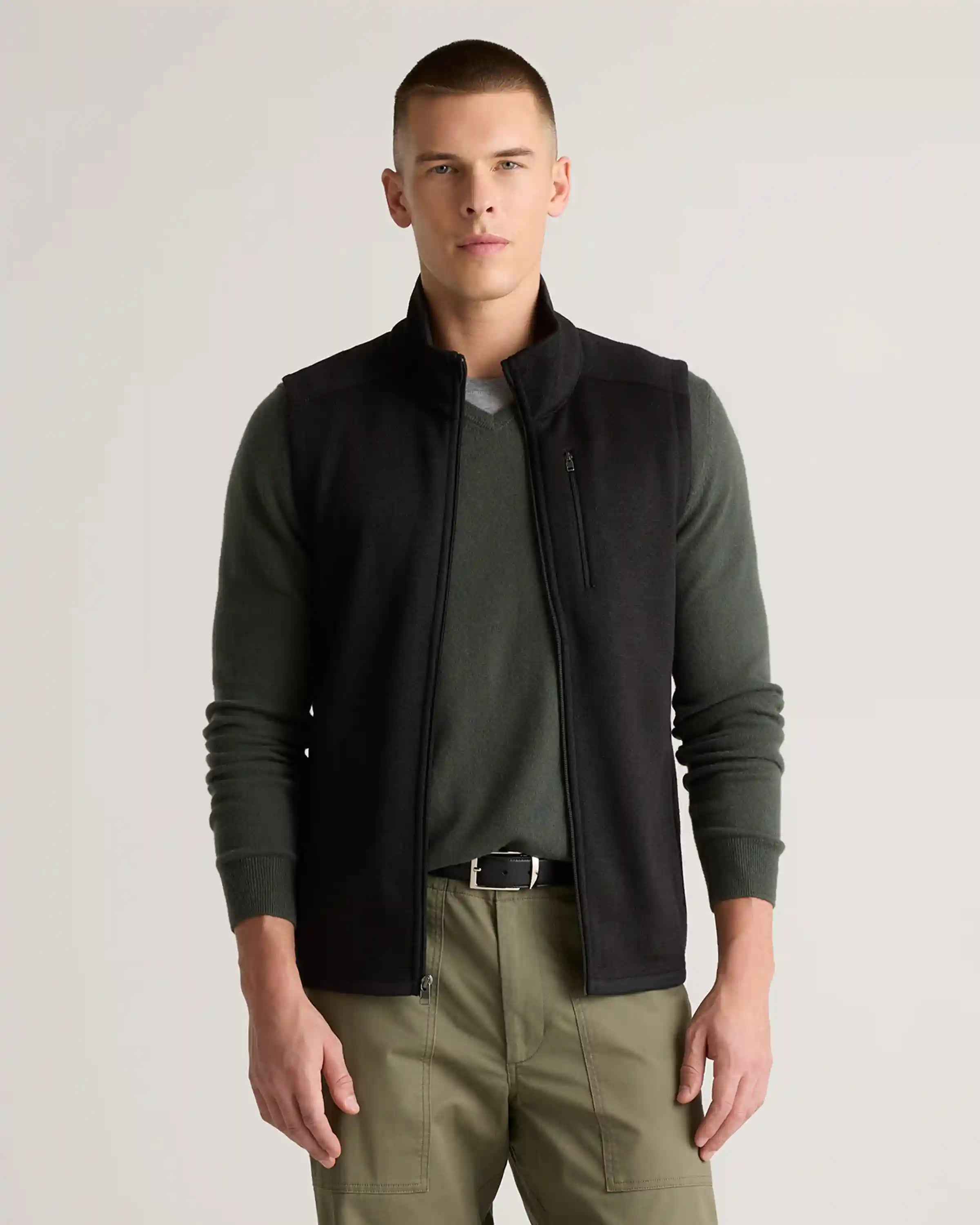 Sweater-Knit Fleece Full-Zip Vest
