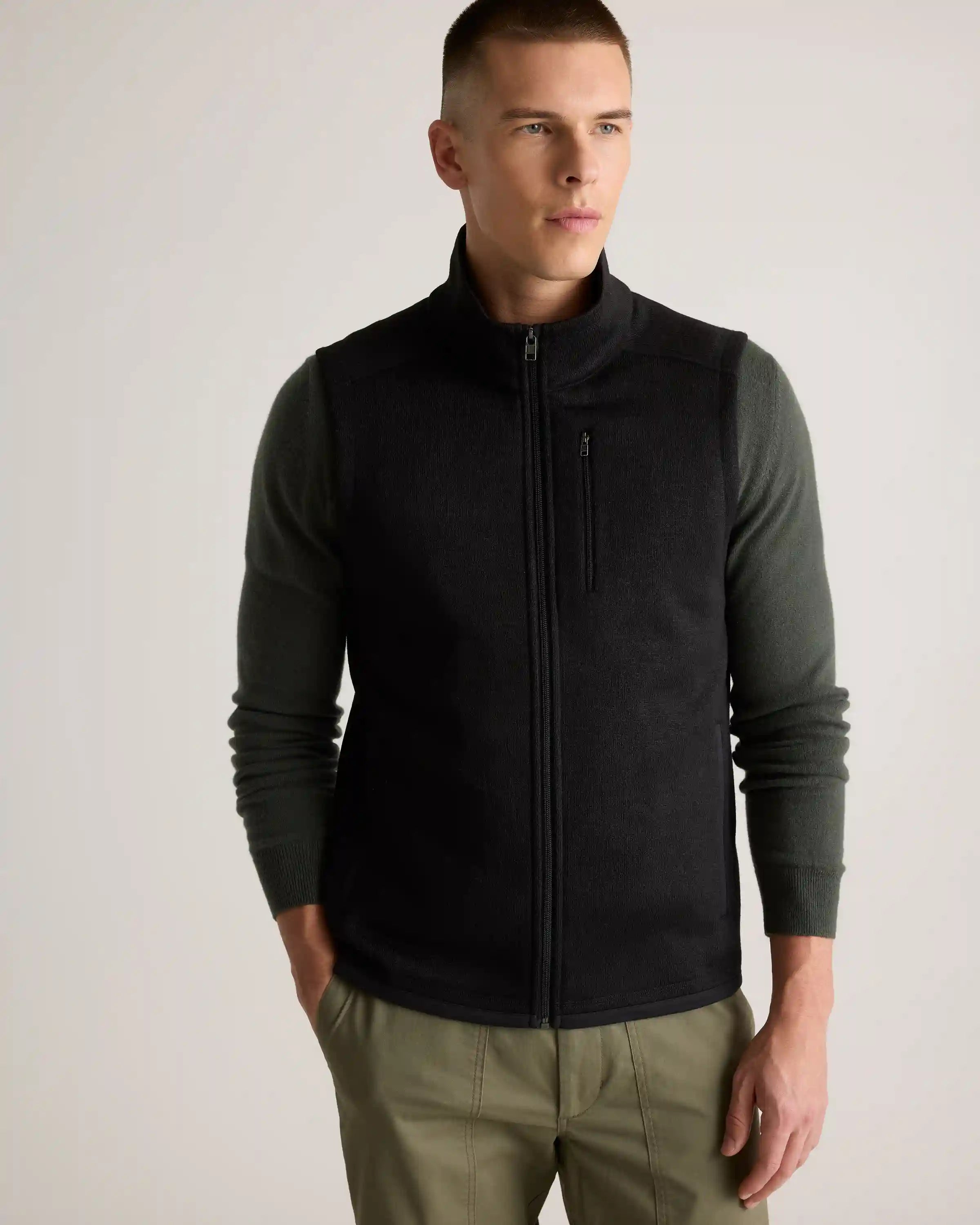 Sweater-Knit Fleece Full-Zip Vest