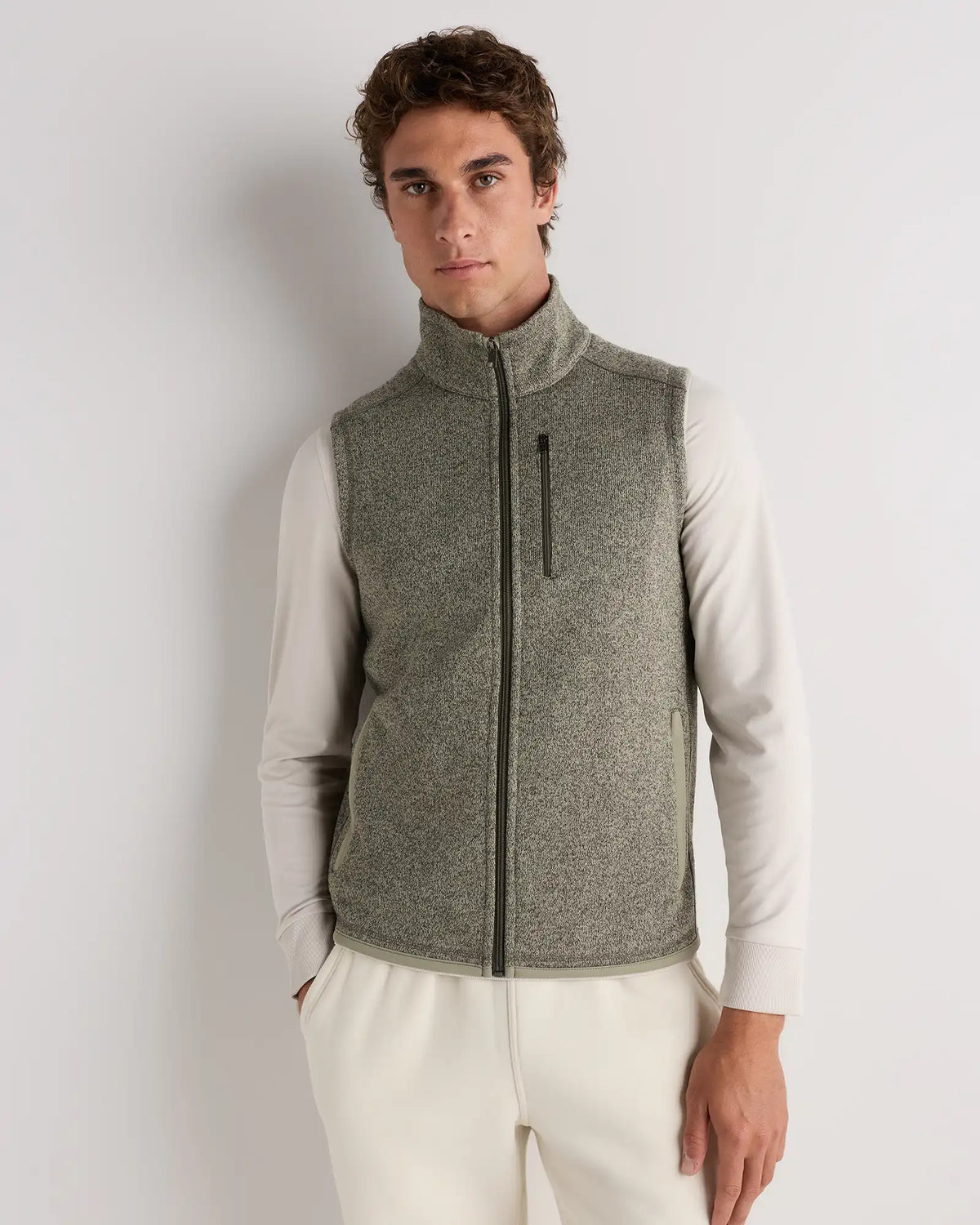 Sweater-Knit Fleece Full-Zip Vest
