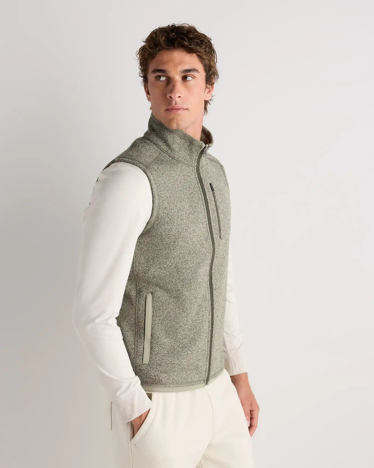Sweater-Knit Fleece Full-Zip Vest
