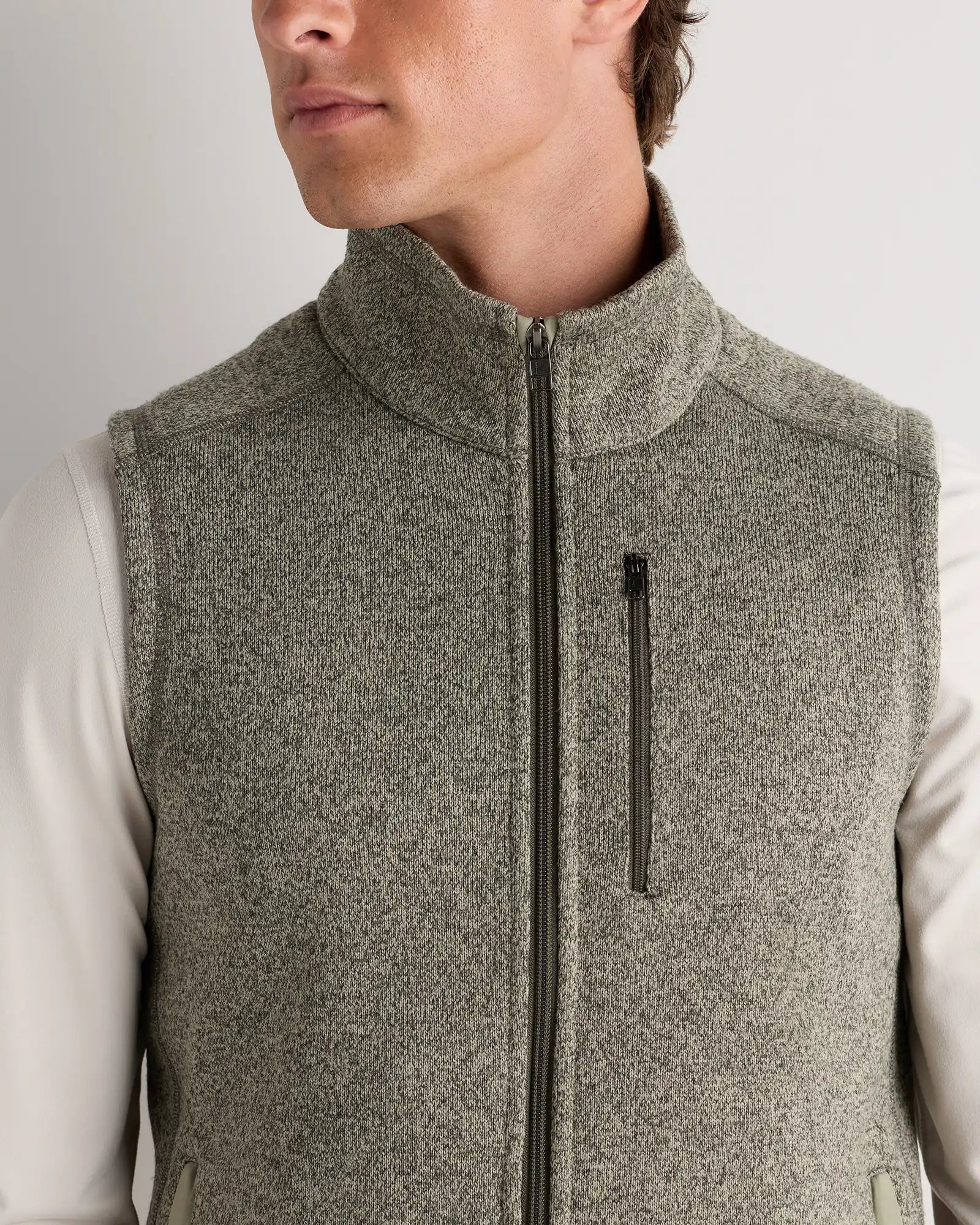 Sweater-Knit Fleece Full-Zip Vest
