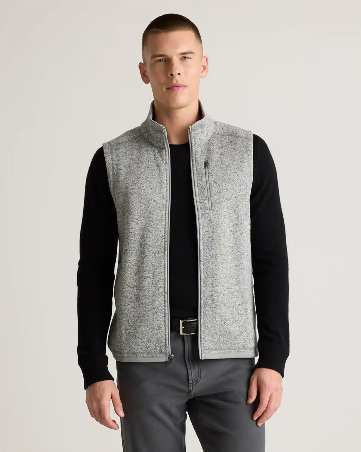 Sweater-Knit Fleece Full-Zip Vest