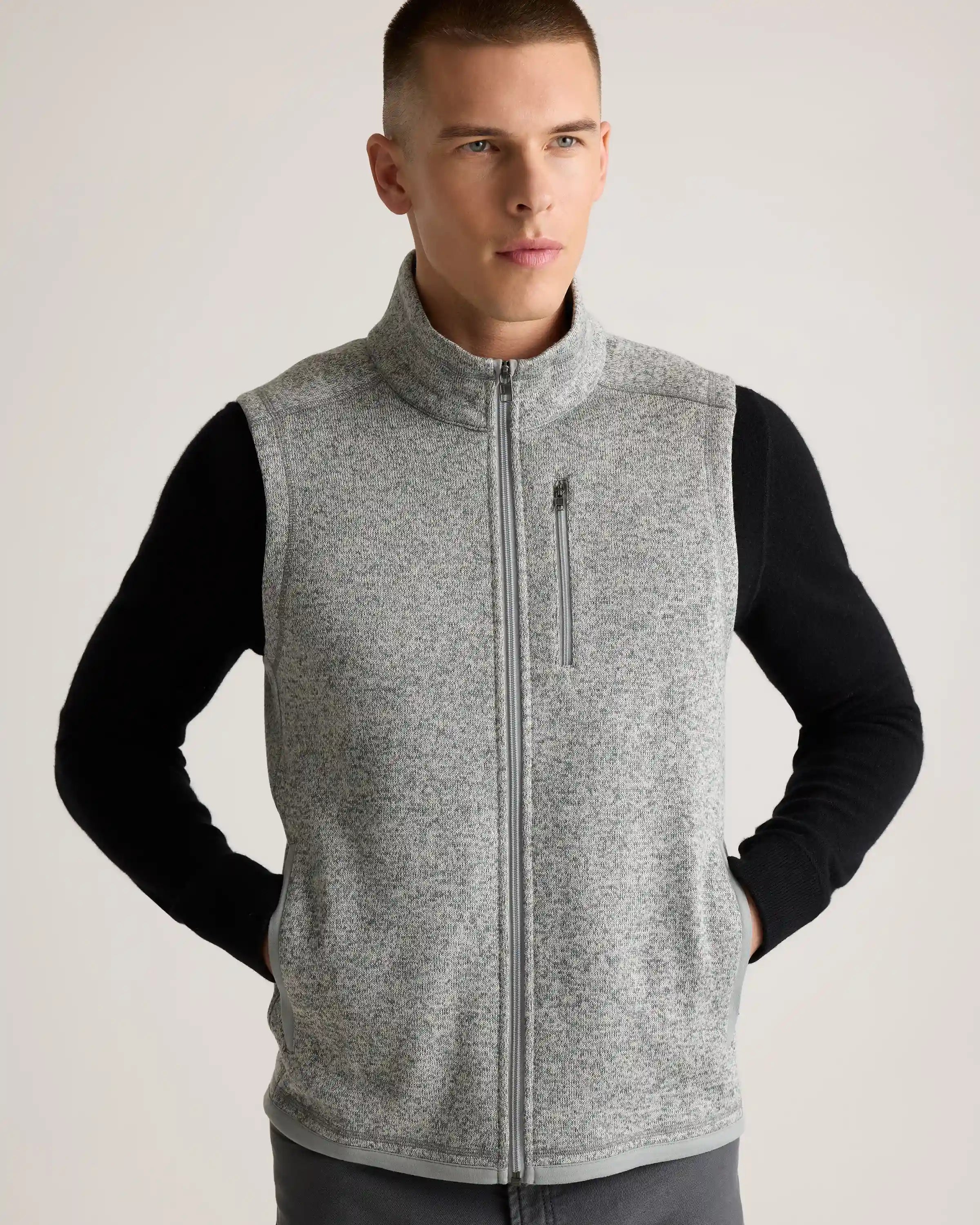 Sweater-Knit Fleece Full-Zip Vest
