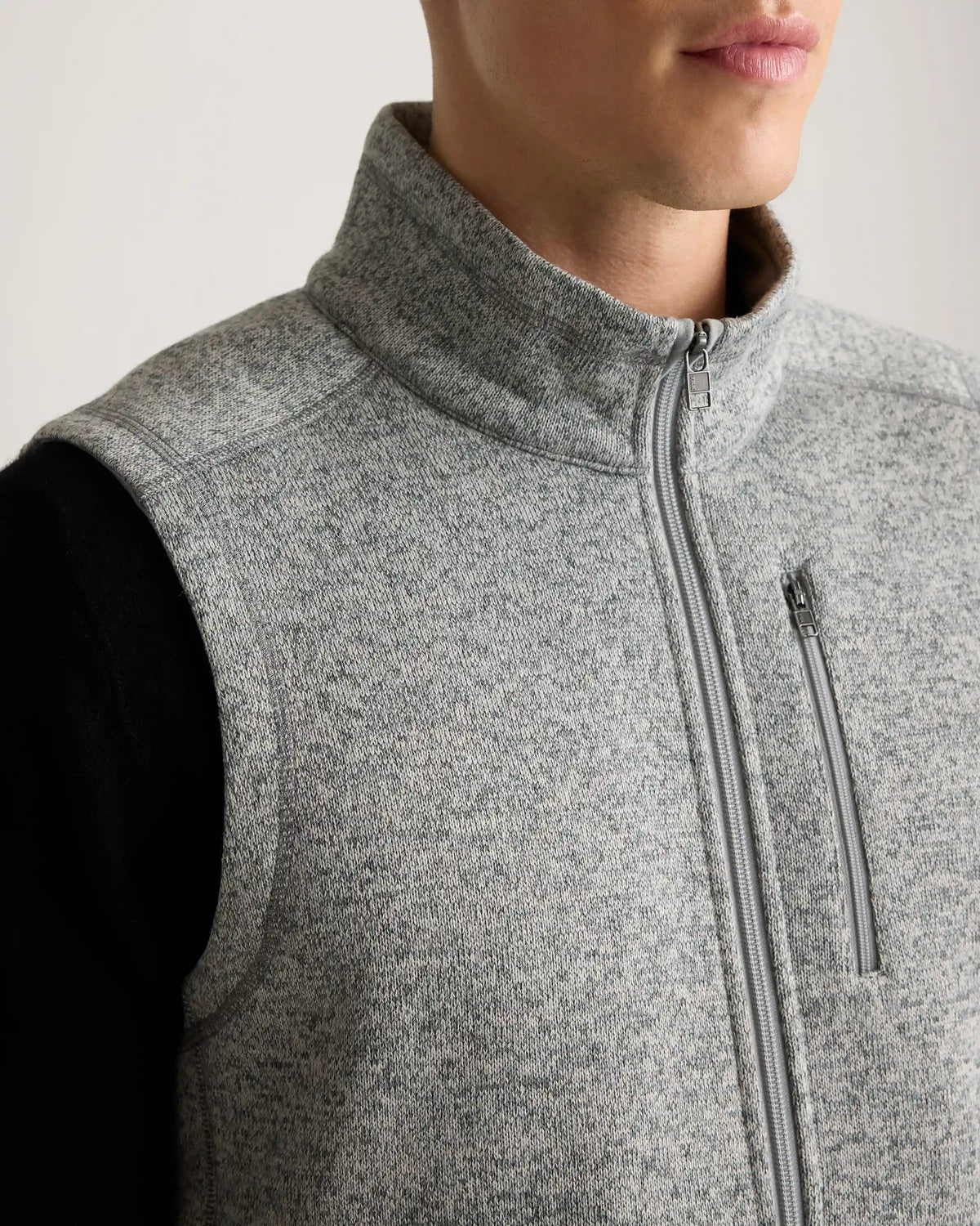 Sweater-Knit Fleece Full-Zip Vest