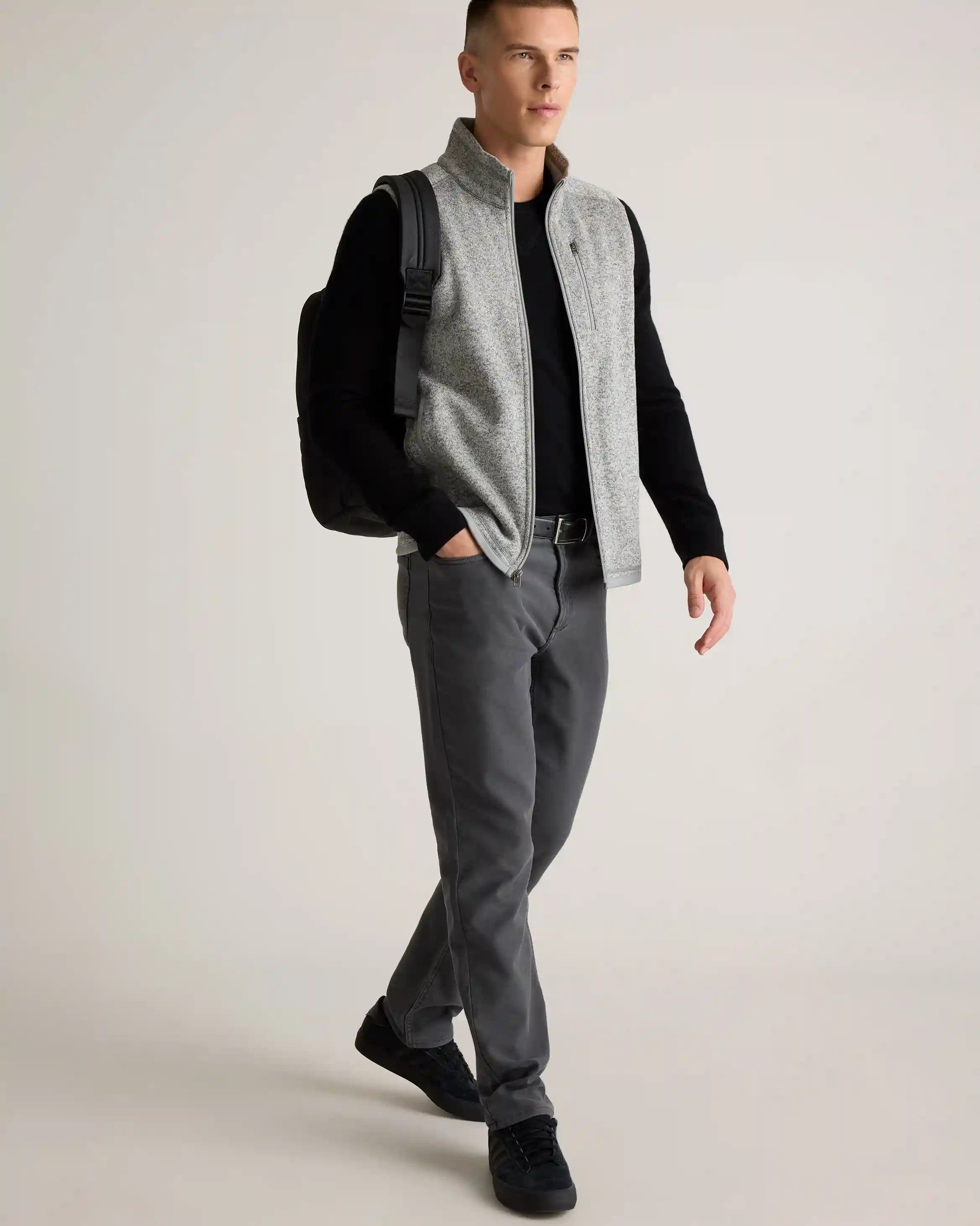 Sweater-Knit Fleece Full-Zip Vest