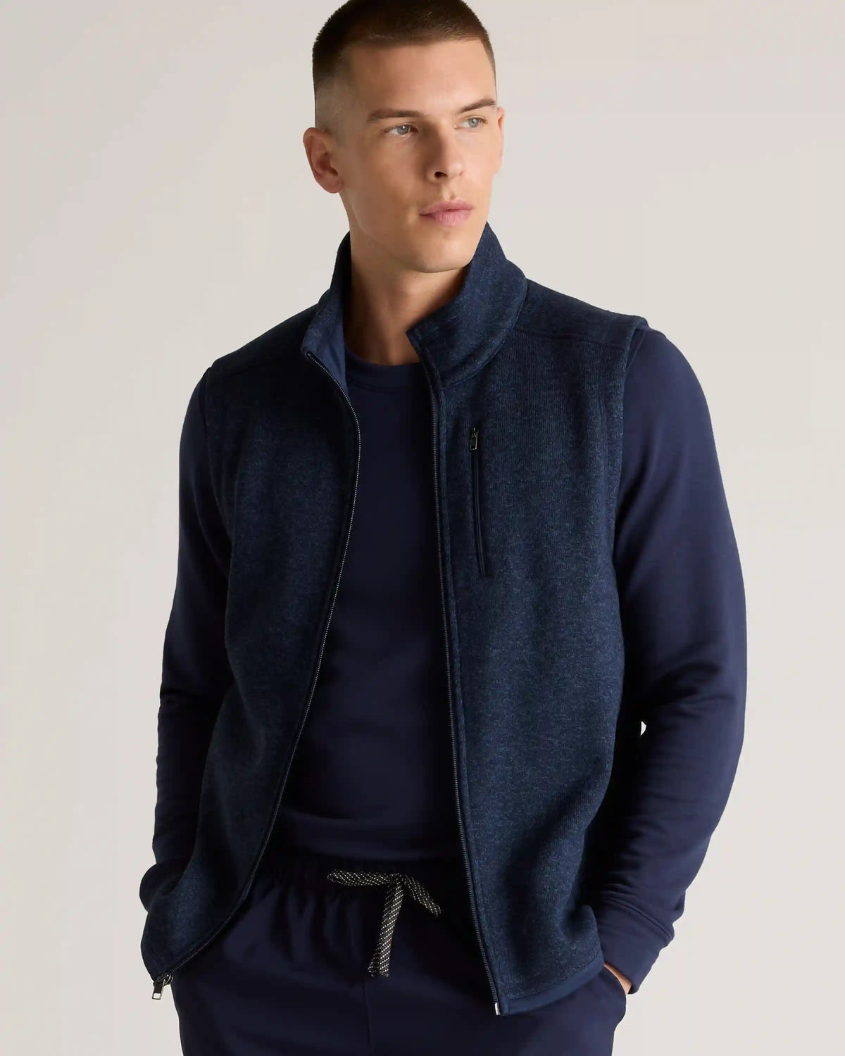 Sweater-Knit Fleece Full-Zip Vest