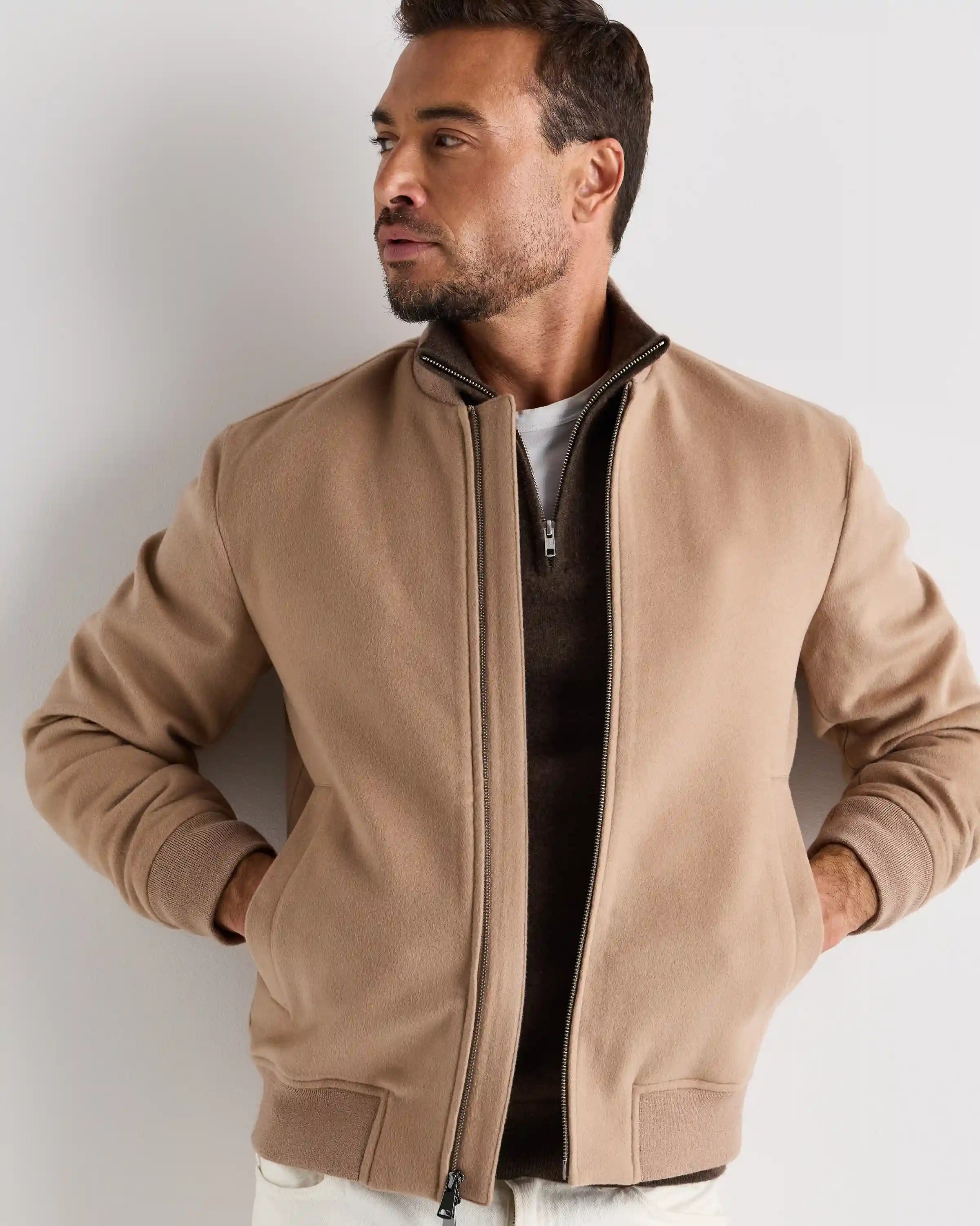 100% Mongolian Cashmere Bomber Jacket