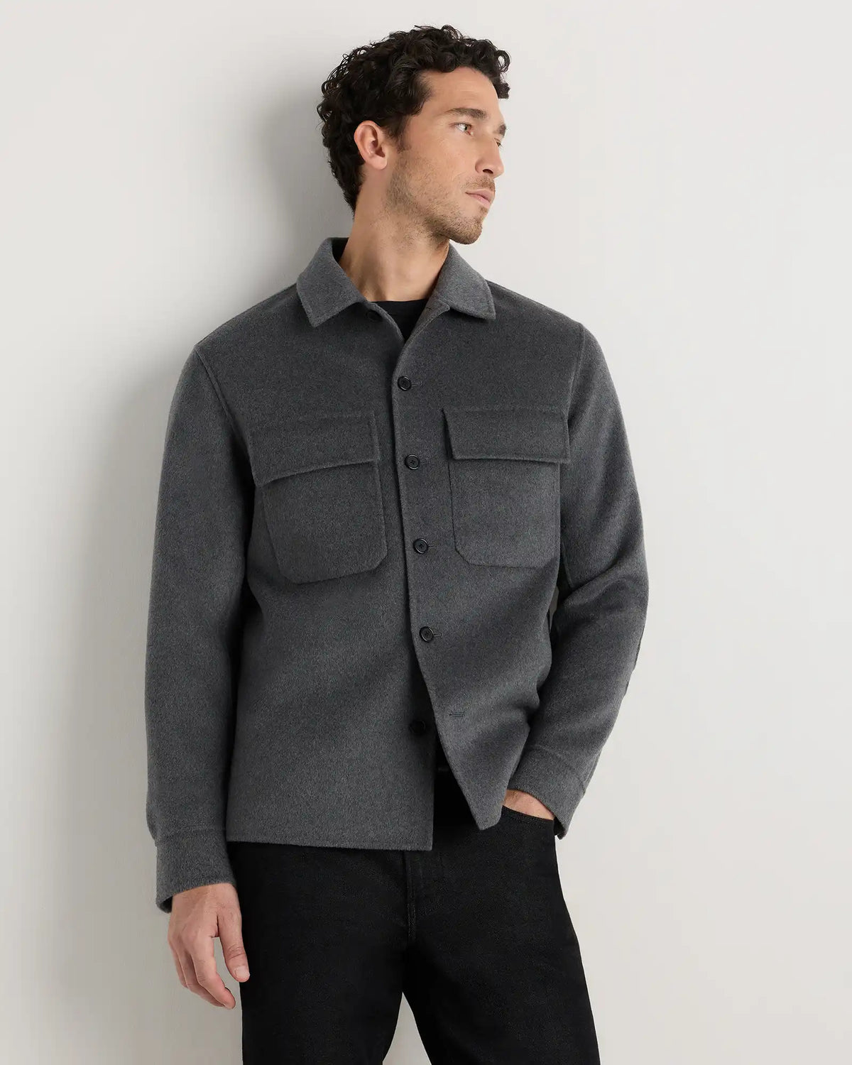 100% Mongolian Cashmere Double-Faced Shirt Jacket