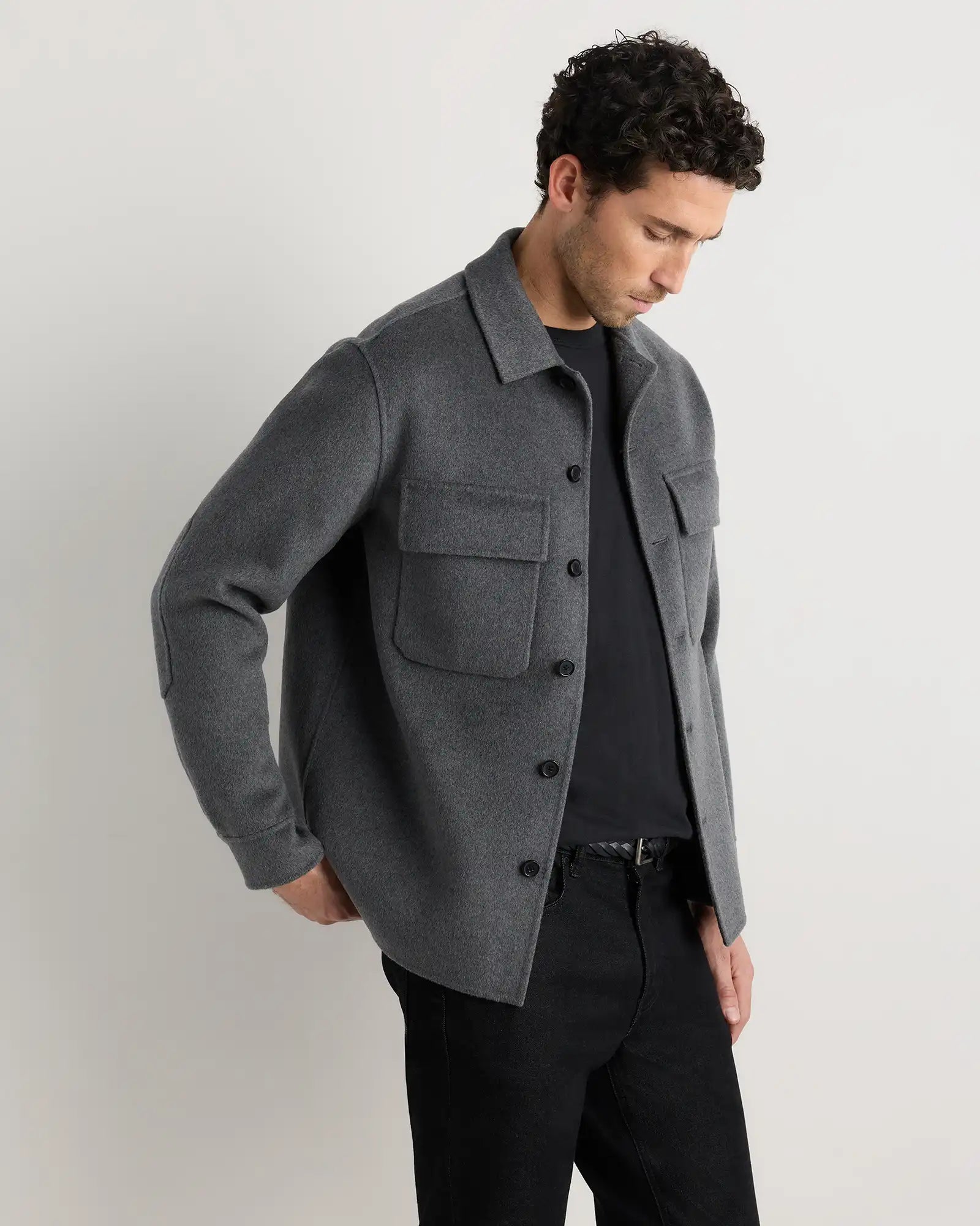100% Mongolian Cashmere Double-Faced Shirt Jacket