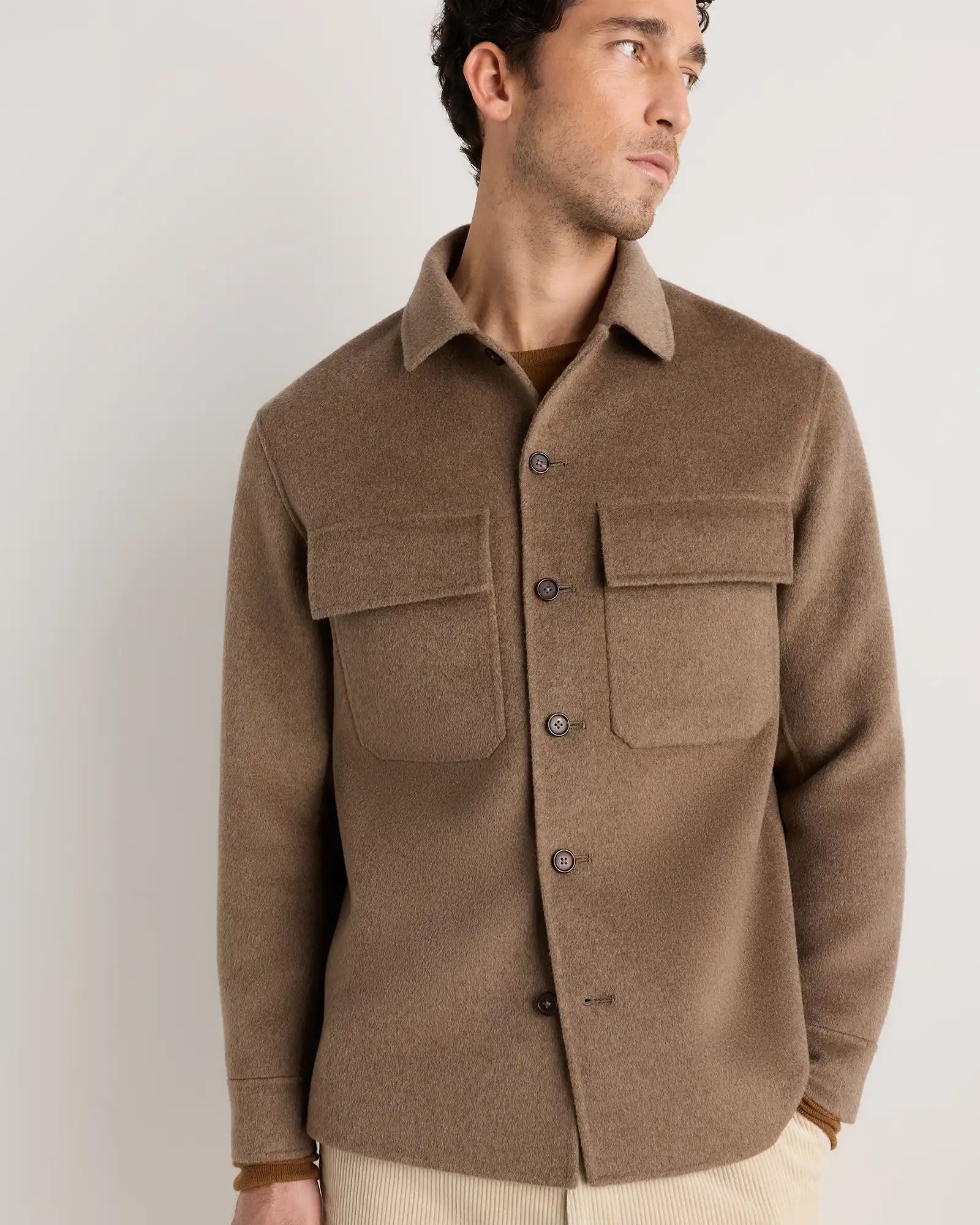 100% Mongolian Cashmere Double-Faced Shirt Jacket