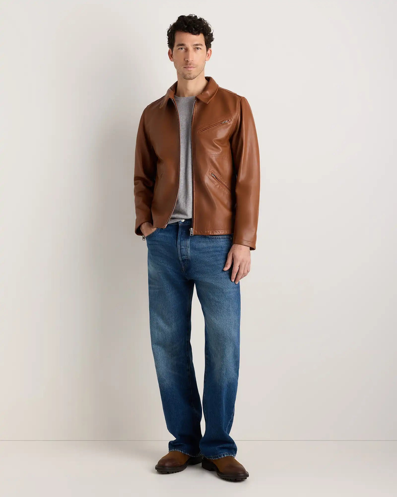 100% Washed Leather Moto Jacket