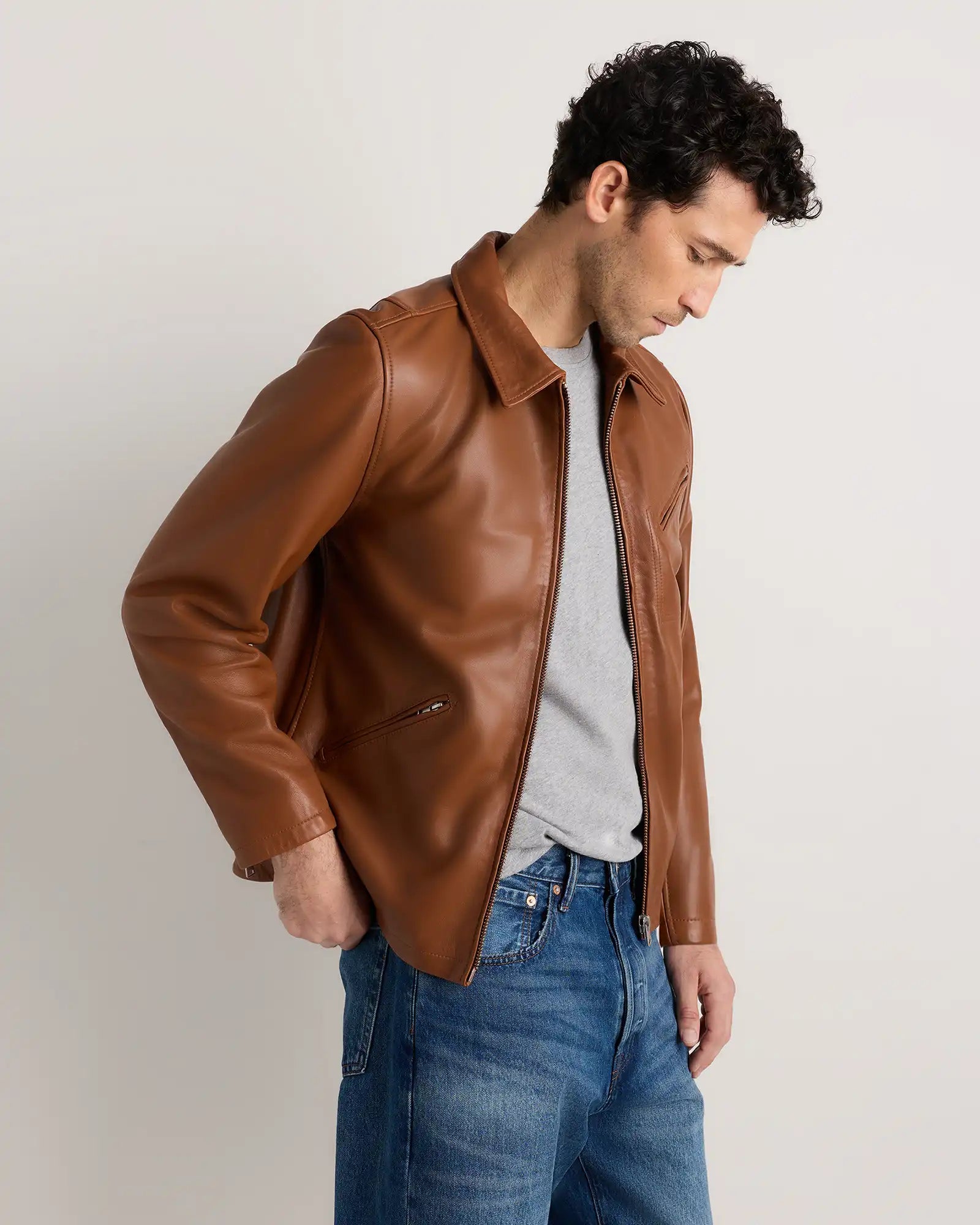 100% Washed Leather Moto Jacket