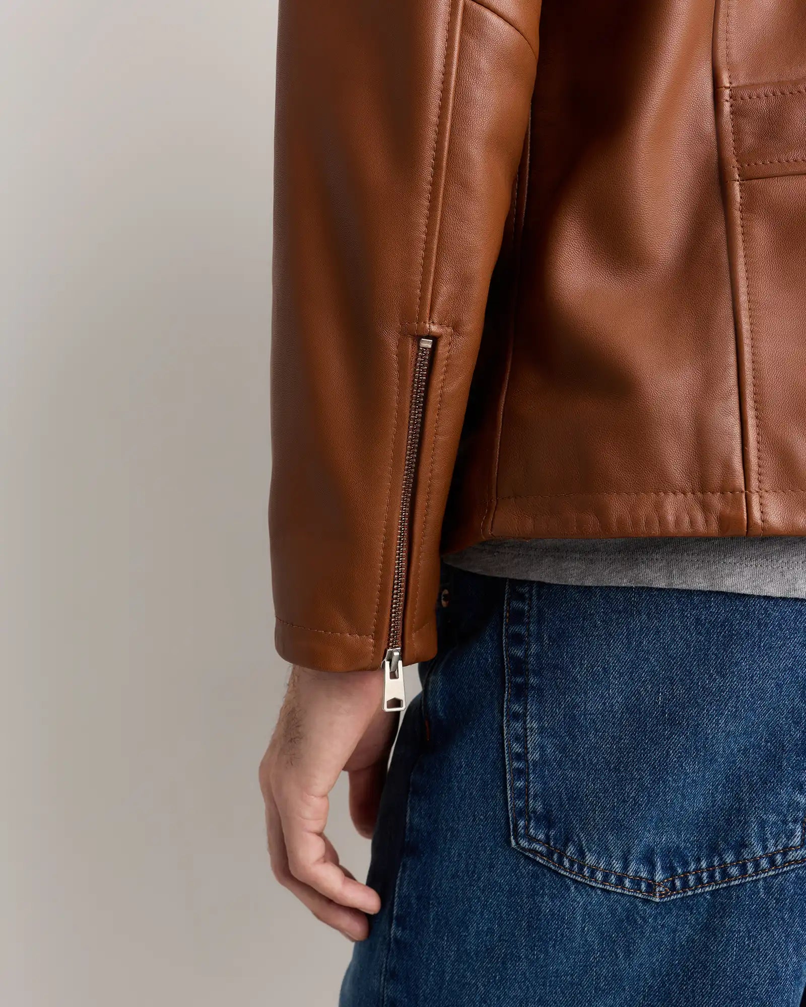 100% Washed Leather Moto Jacket