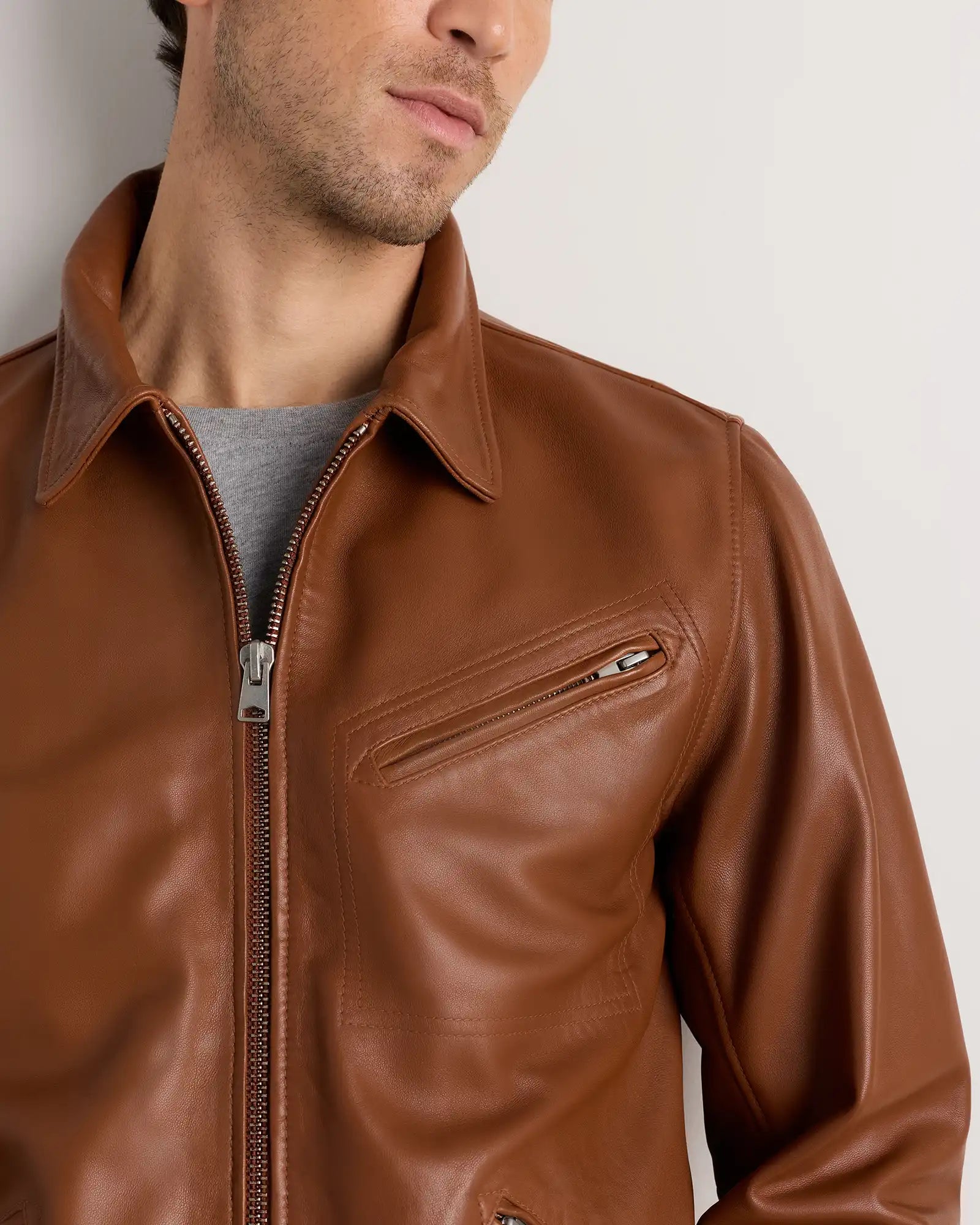 100% Washed Leather Moto Jacket