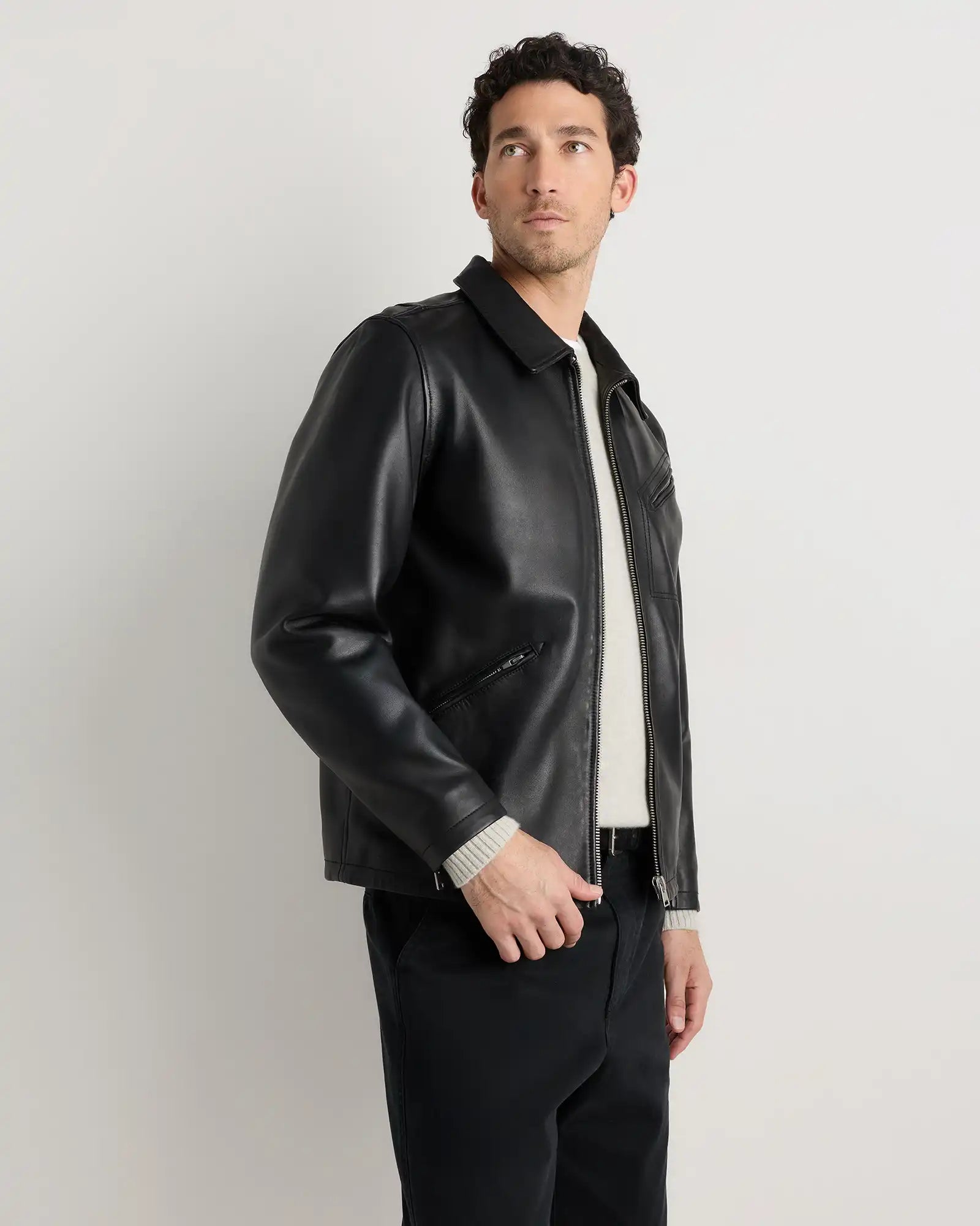 100% Washed Leather Moto Jacket