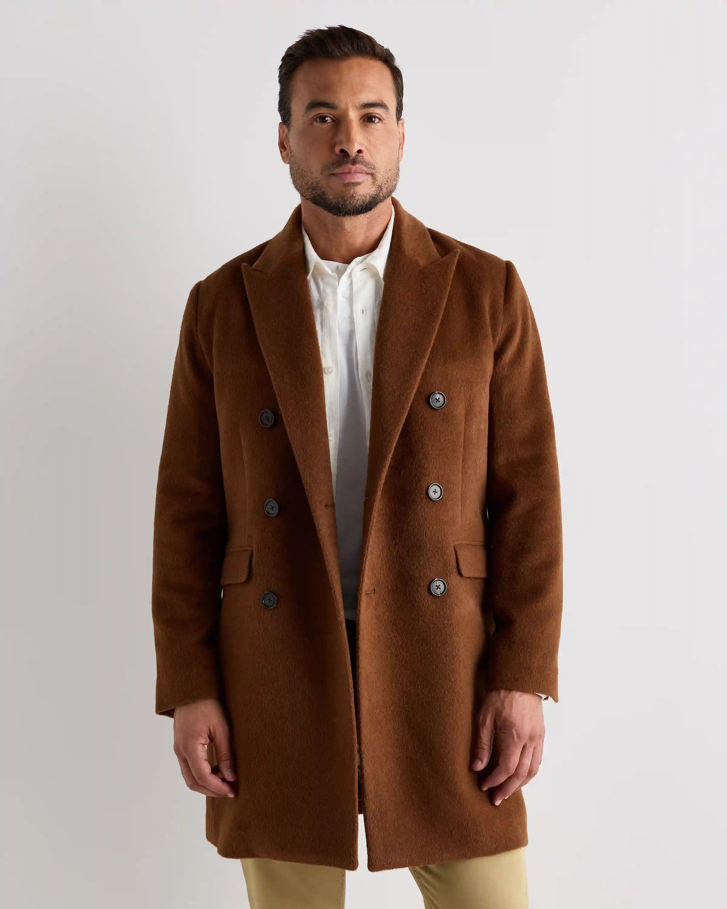 Camel Hair Double-Breasted Overcoat