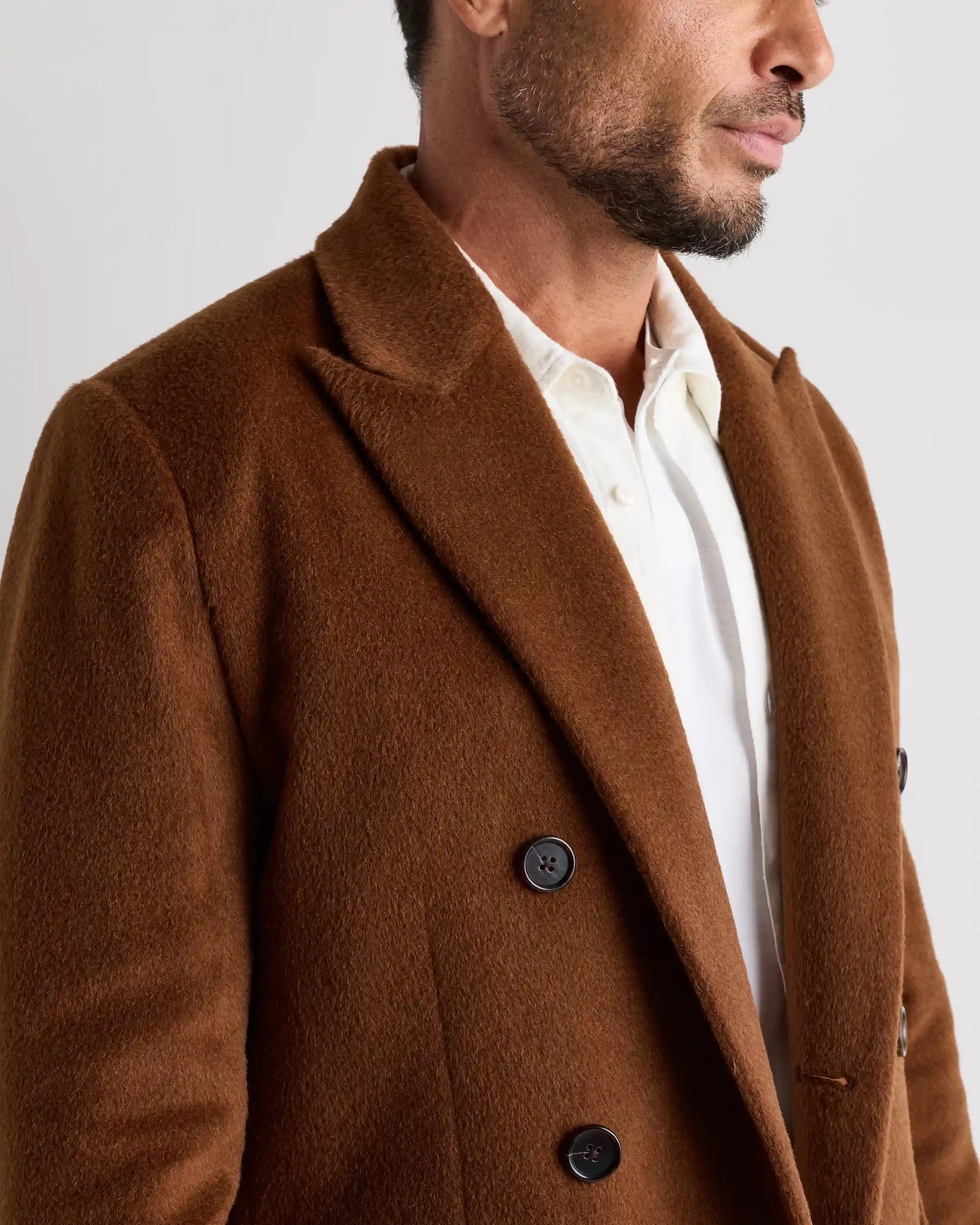Camel Hair Double-Breasted Overcoat