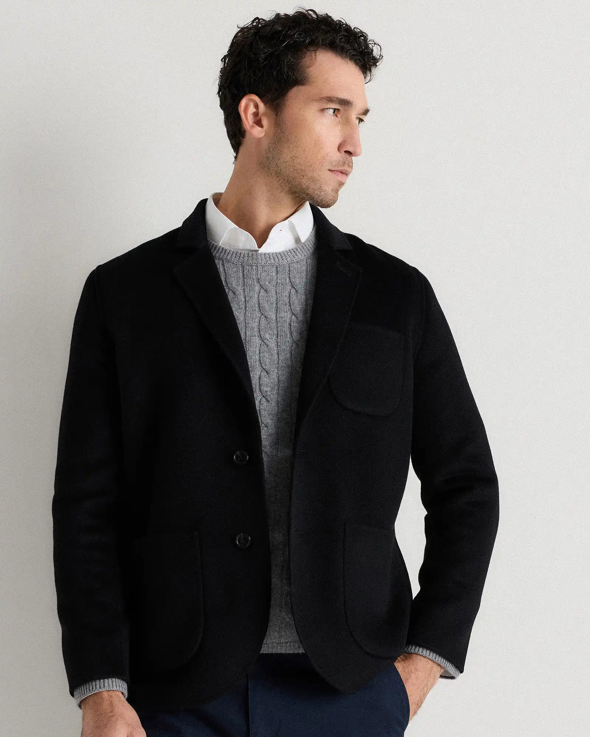 100% Mongolian Cashmere Double-Faced Chore Blazer