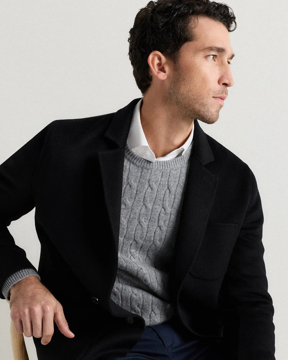 100% Mongolian Cashmere Double-Faced Chore Blazer