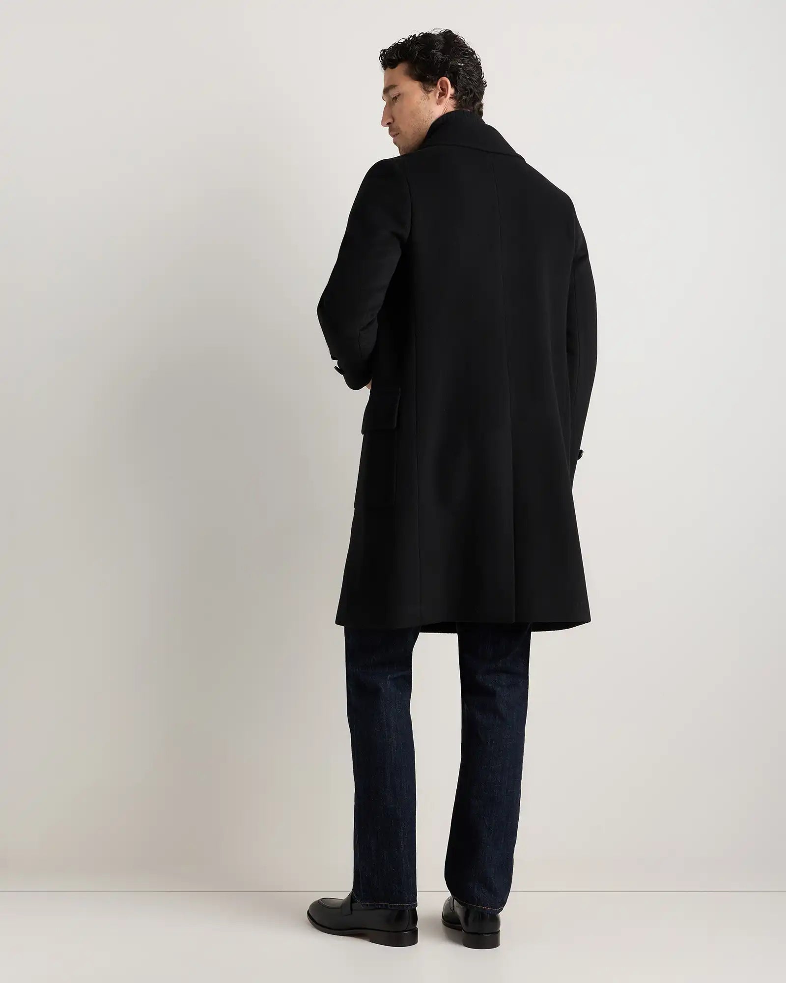 Wool Cashmere Double-Breasted Officer Topcoat