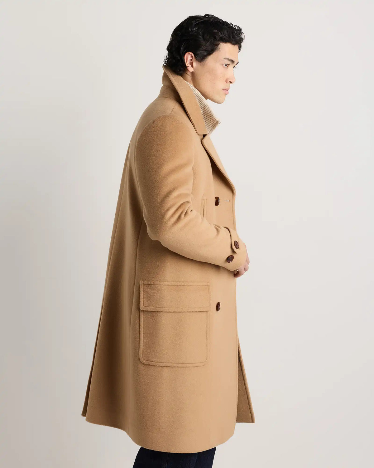 Wool Cashmere Double-Breasted Officer Topcoat