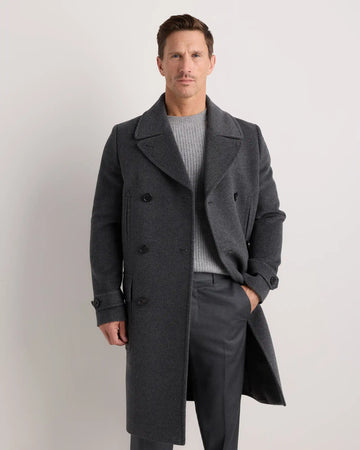 Wool Cashmere Double-Breasted Officer Topcoat
