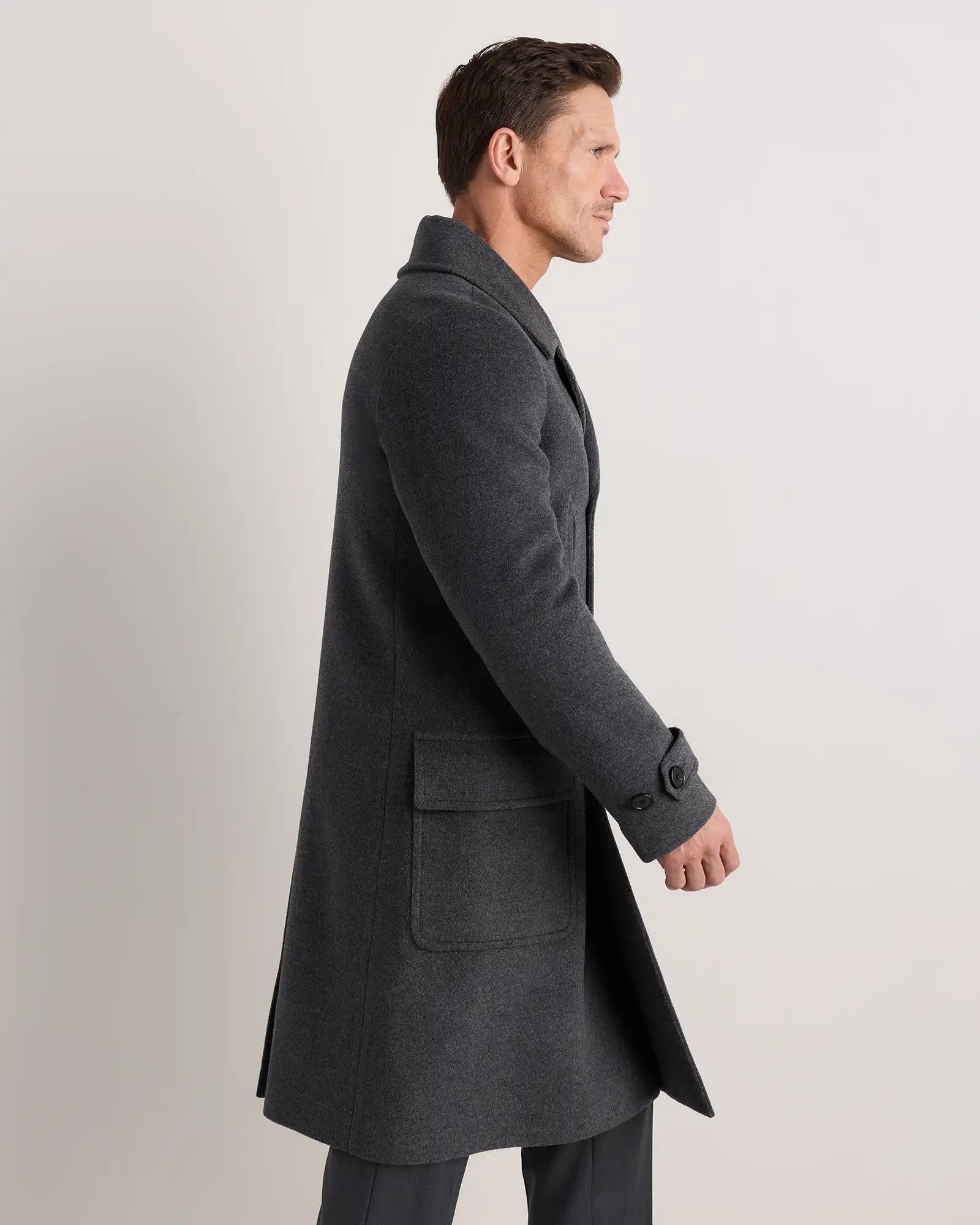 Wool Cashmere Double-Breasted Officer Topcoat