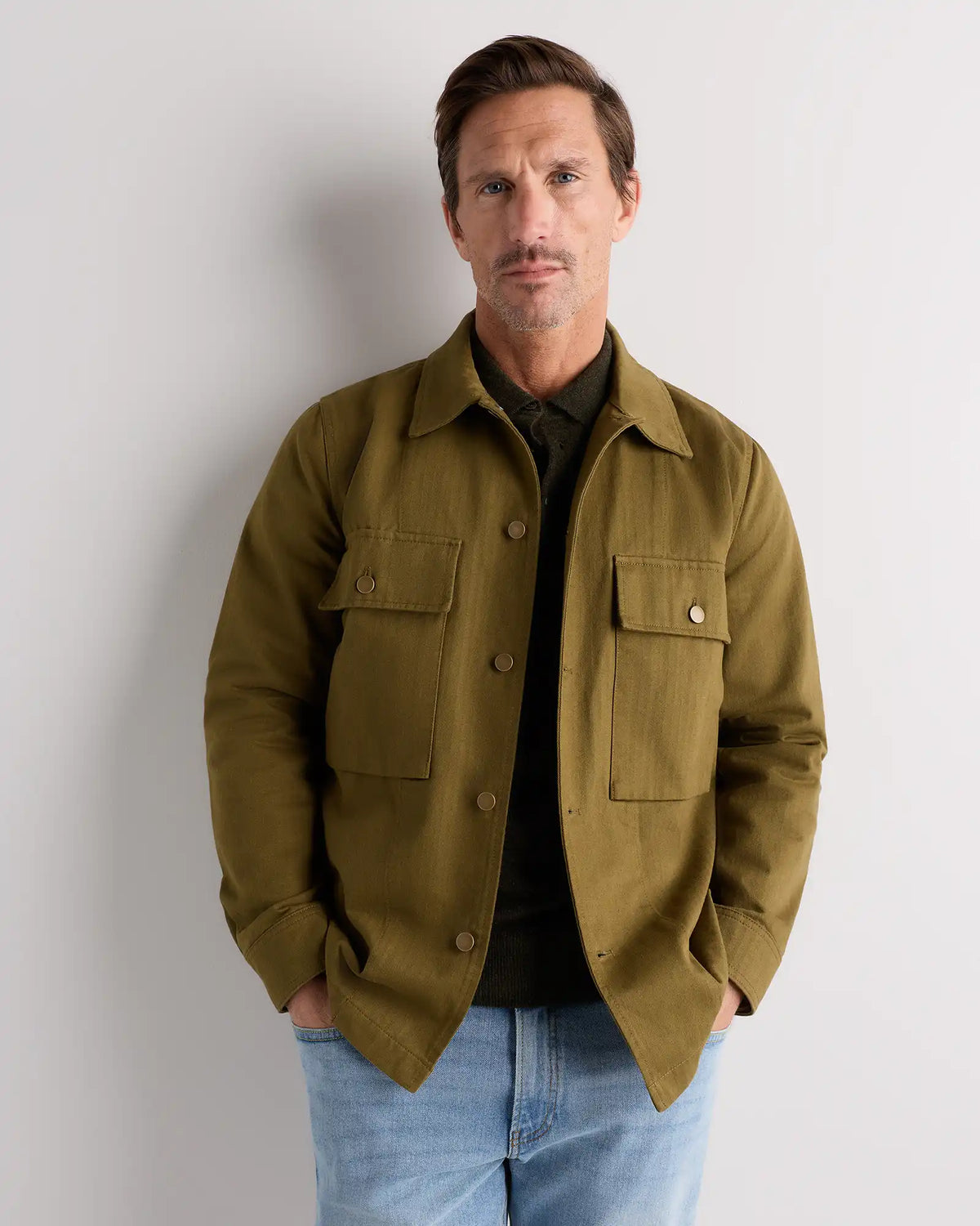 100% Organic Herringbone Twill Shirt Jacket