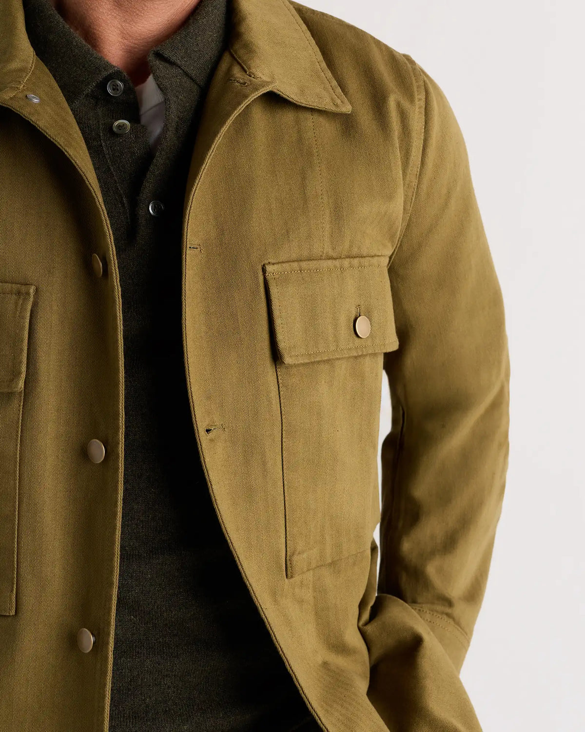 100% Organic Herringbone Twill Shirt Jacket
