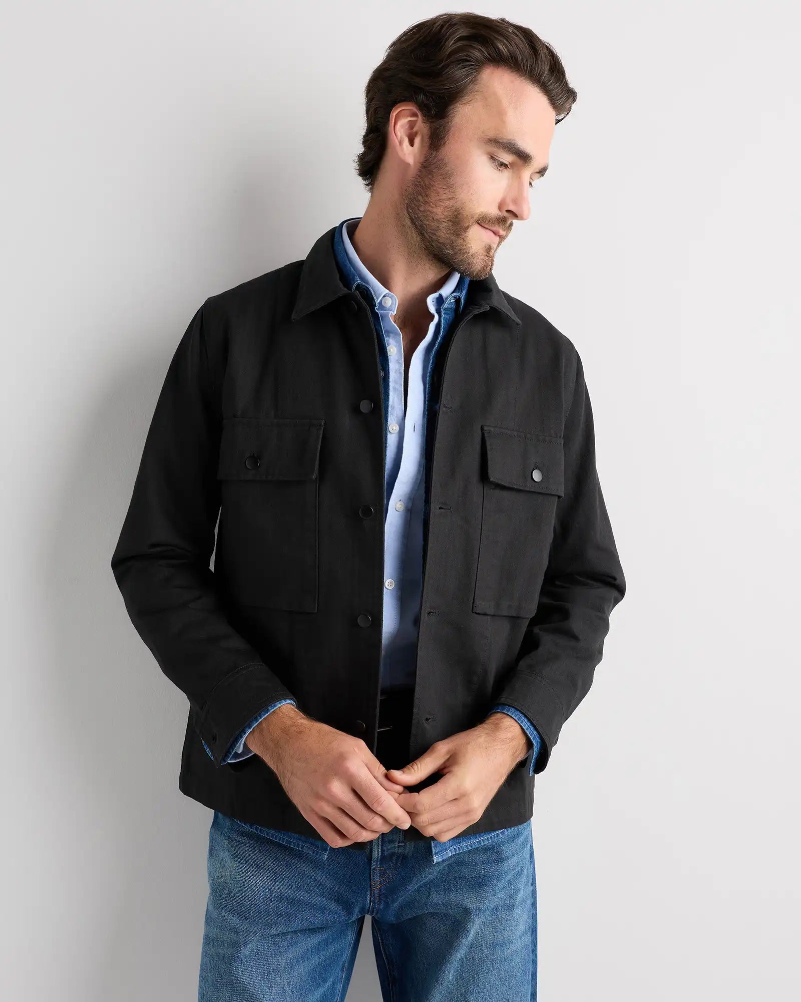 100% Organic Herringbone Twill Shirt Jacket