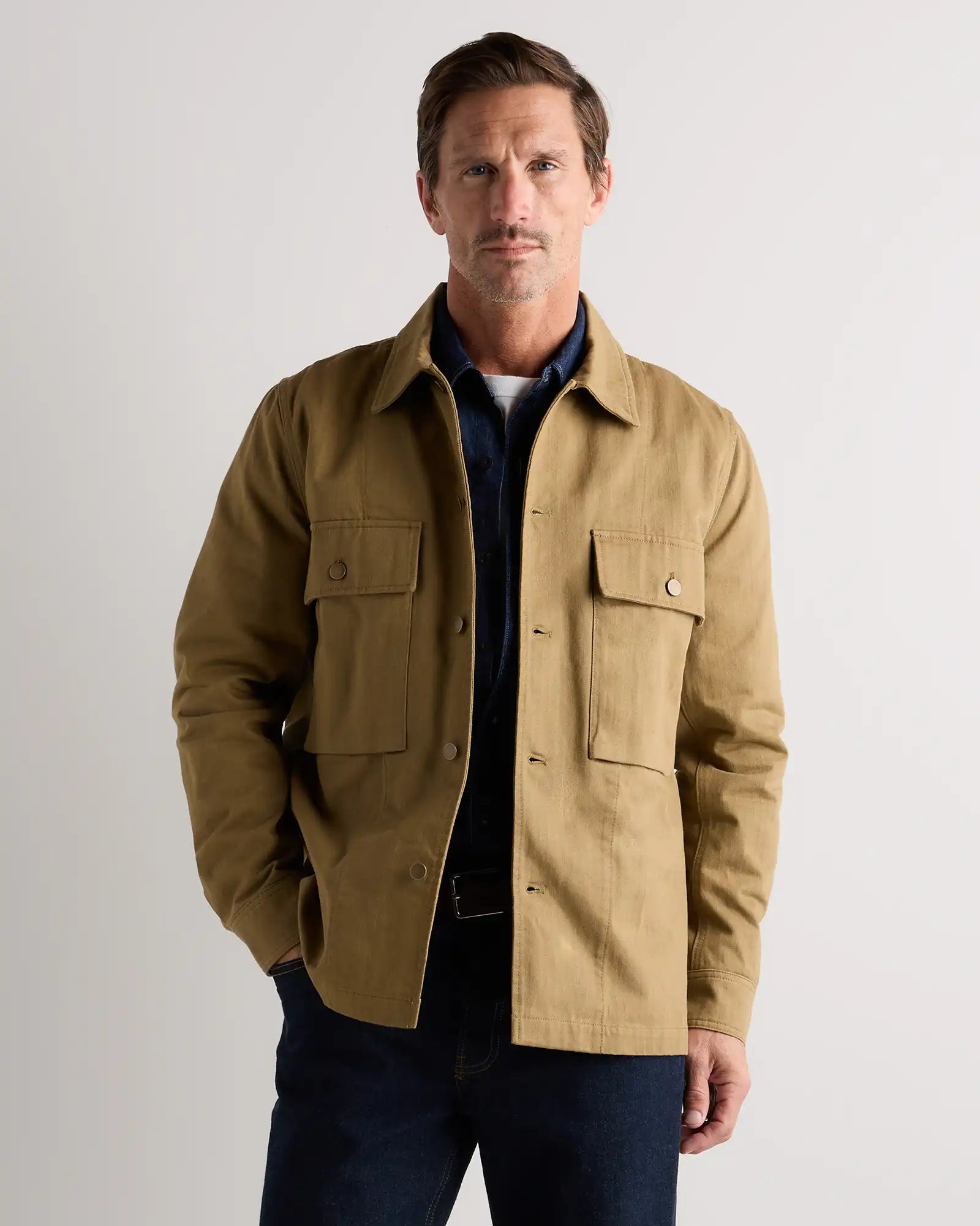 100% Organic Herringbone Twill Shirt Jacket