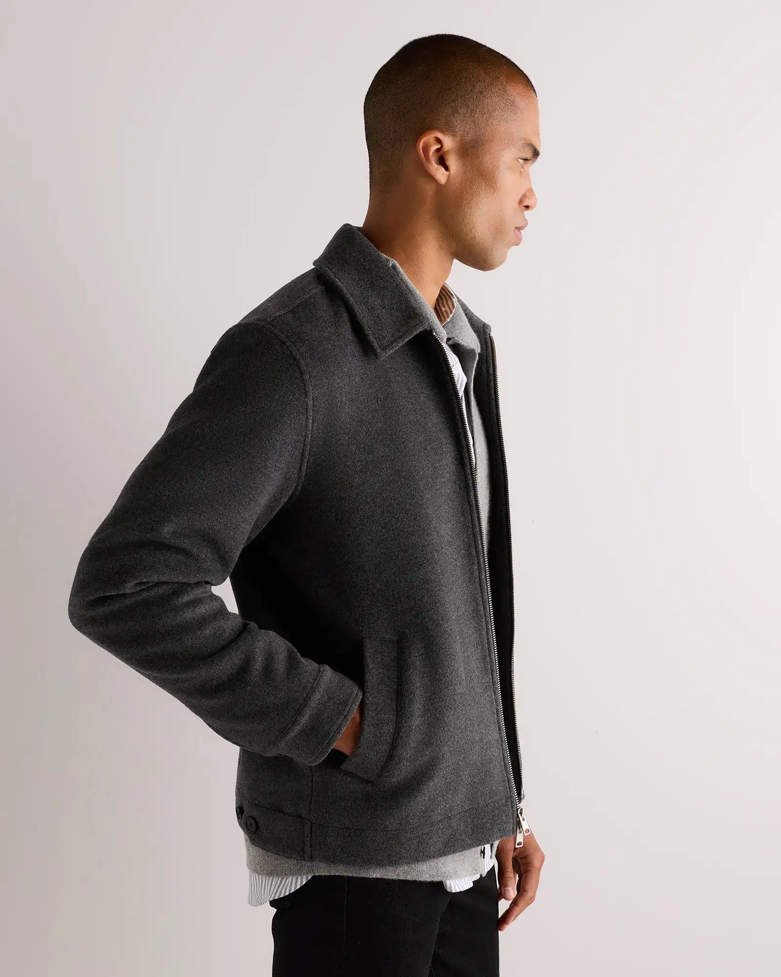 Wool Cashmere Harrington Jacket
