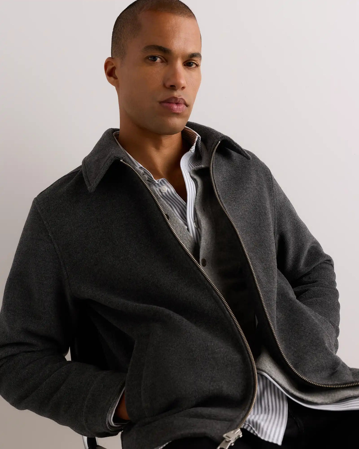 Wool Cashmere Harrington Jacket