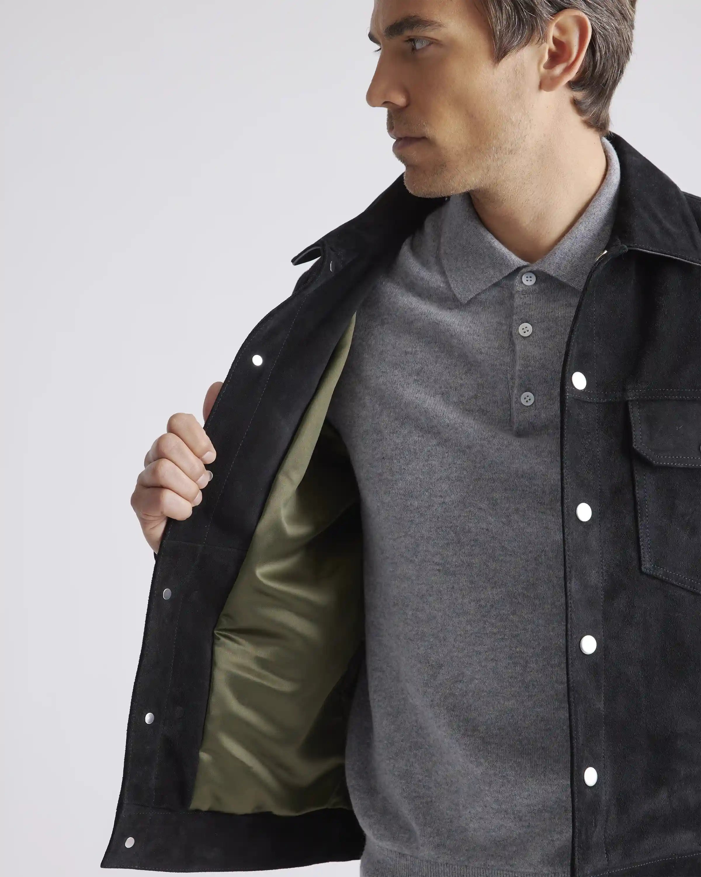 Italian Suede Trucker Jacket