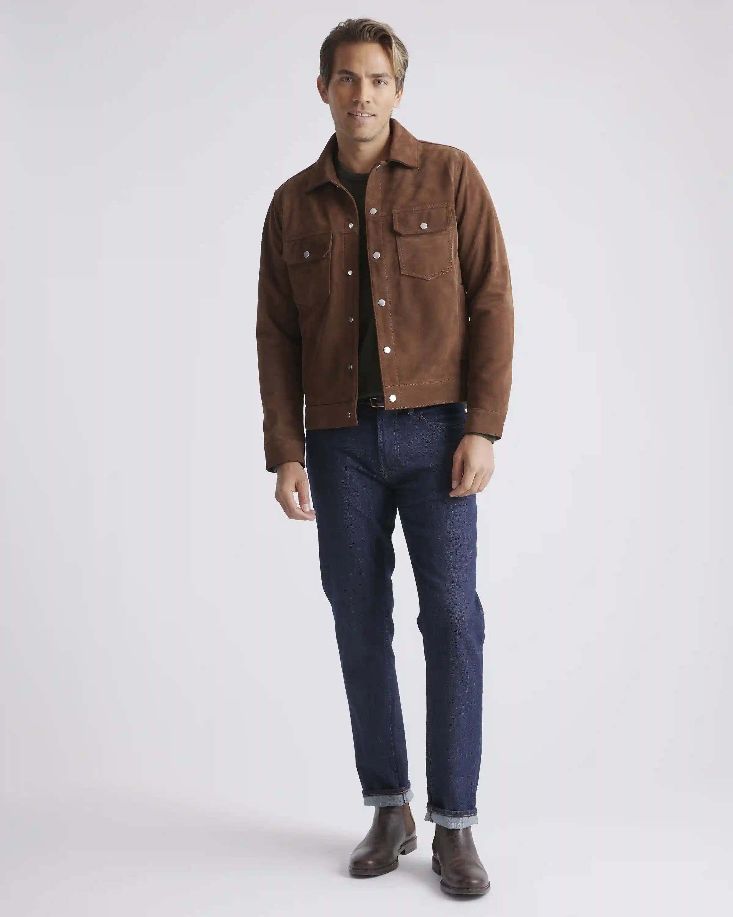 Italian Suede Trucker Jacket
