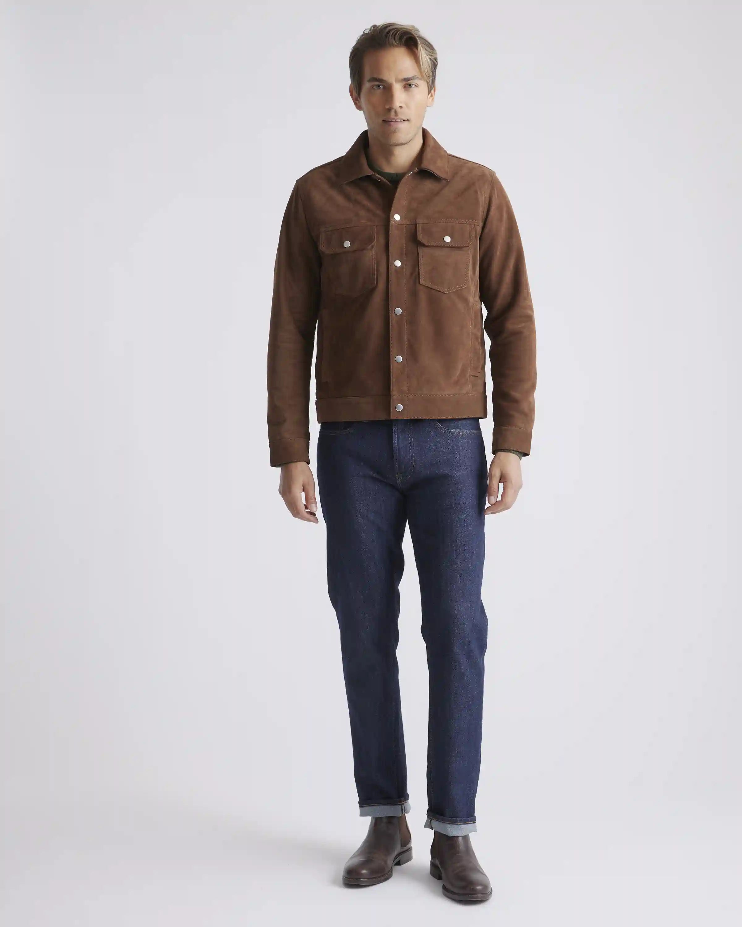 Italian Suede Trucker Jacket