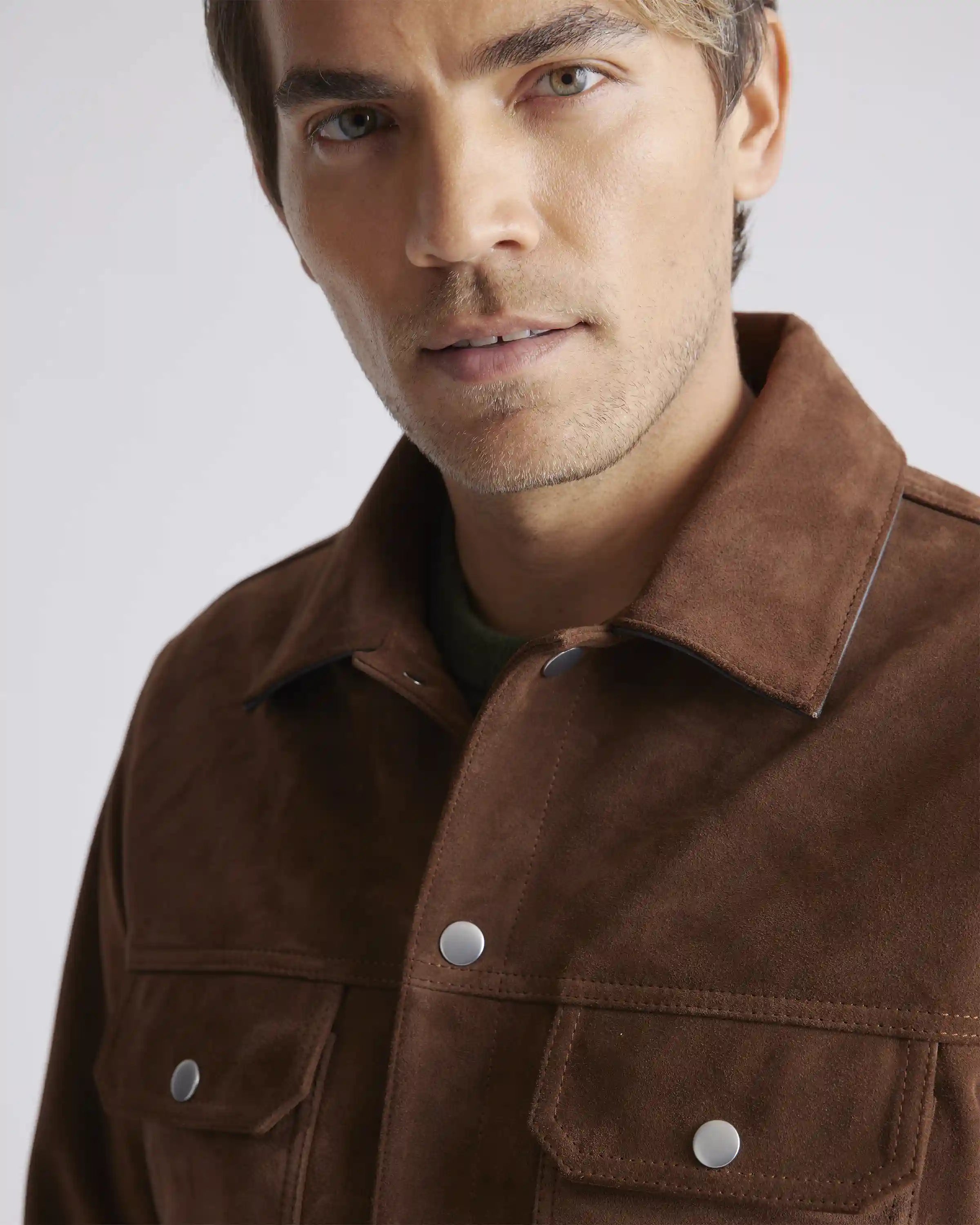 Italian Suede Trucker Jacket