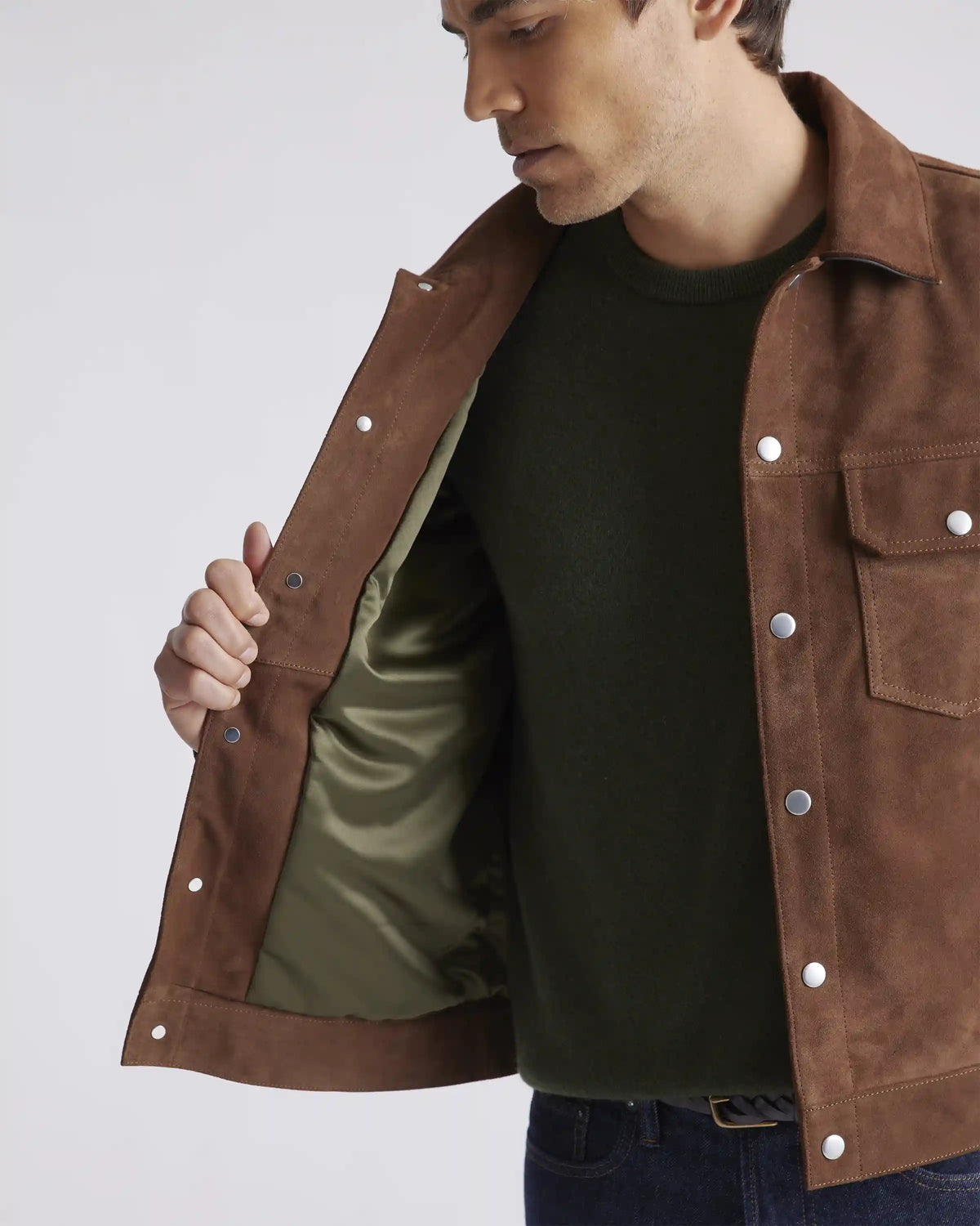 Italian Suede Trucker Jacket