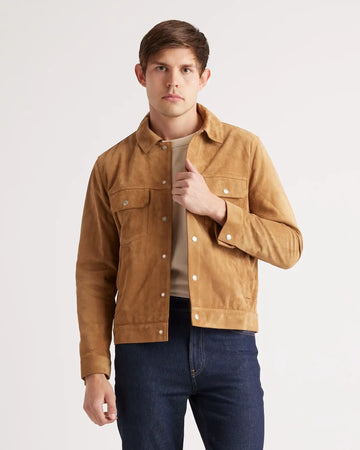 Italian Suede Trucker Jacket