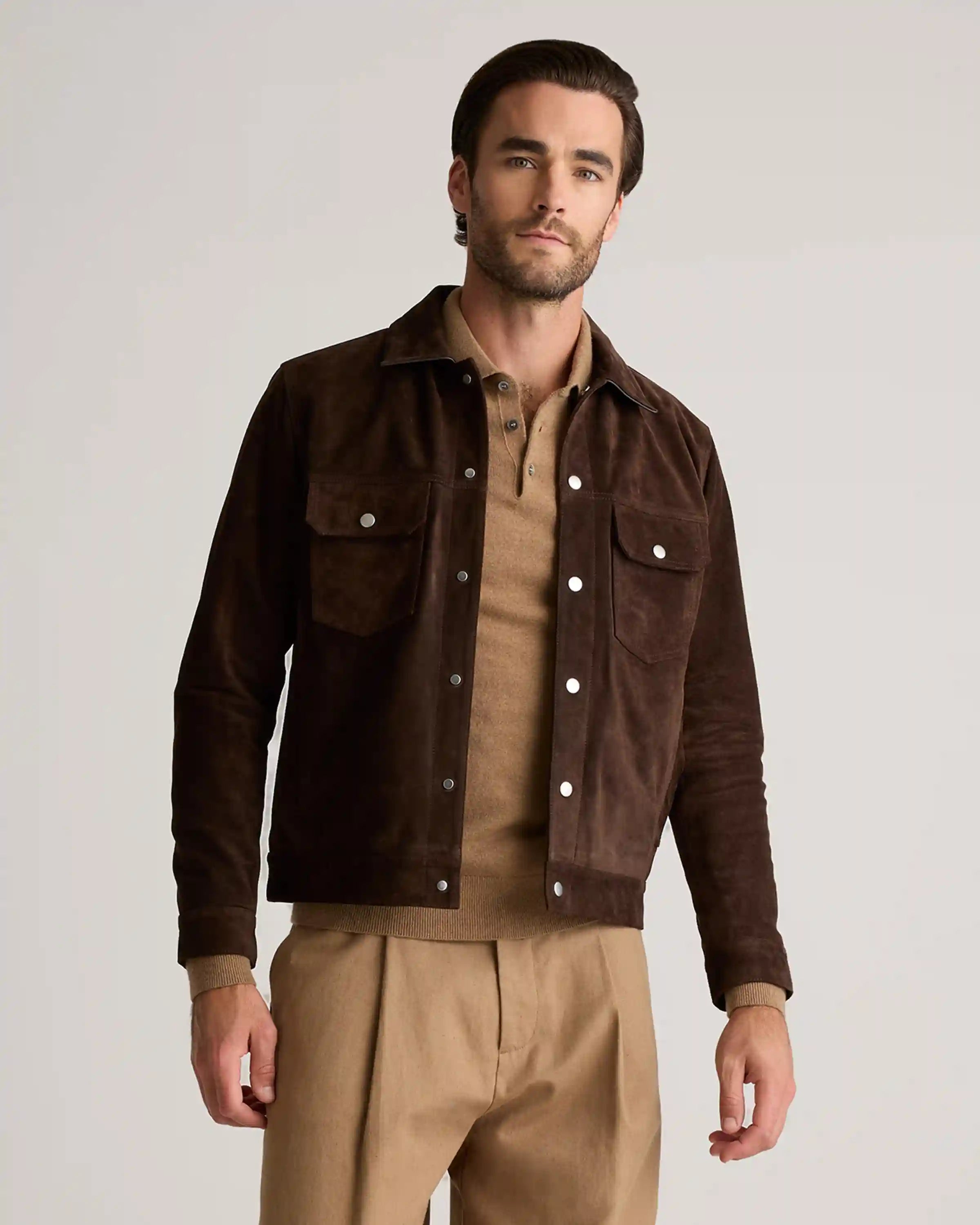 Italian Suede Trucker Jacket