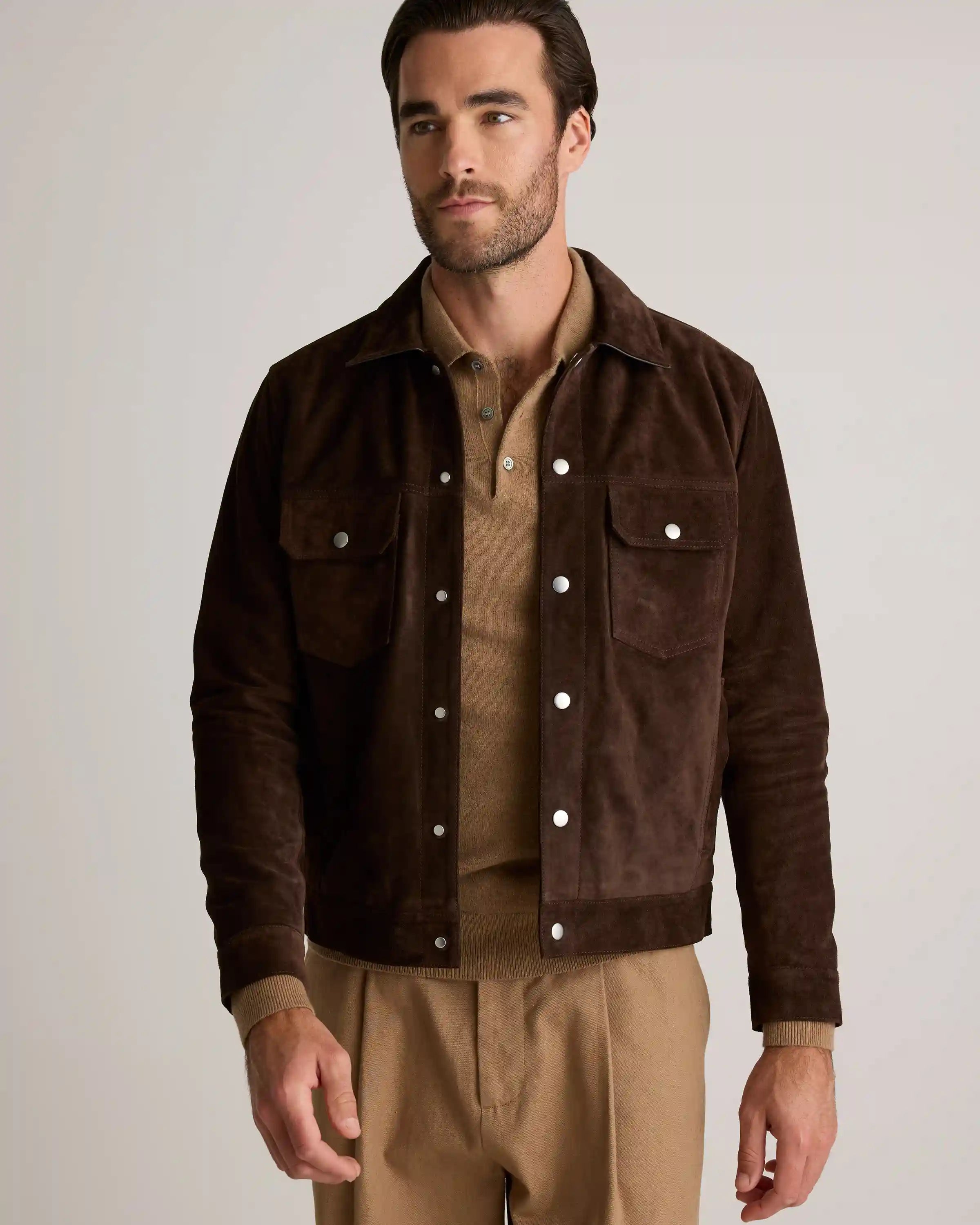 Italian Suede Trucker Jacket