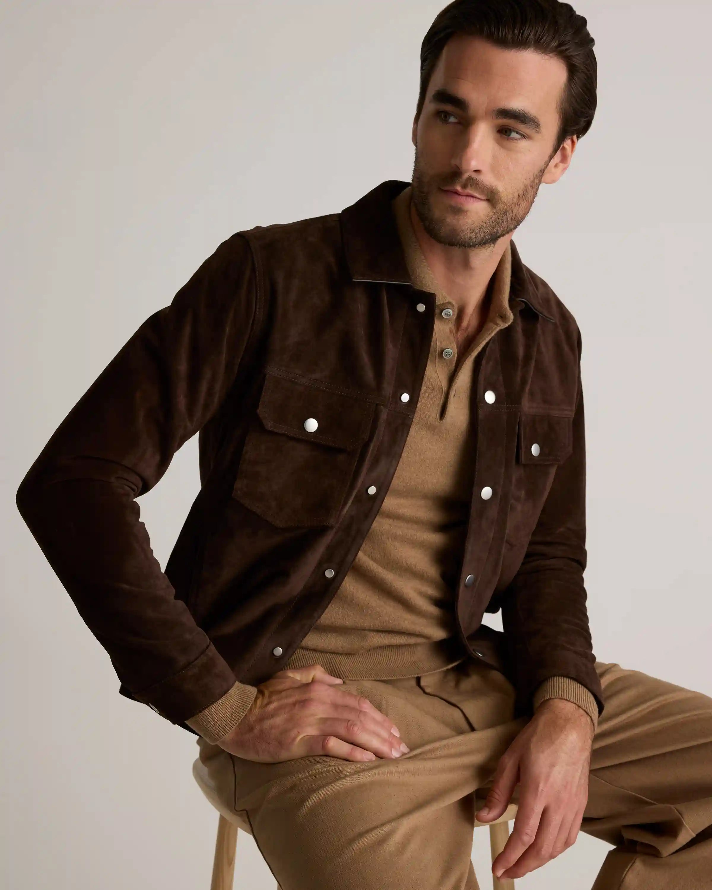 Italian Suede Trucker Jacket