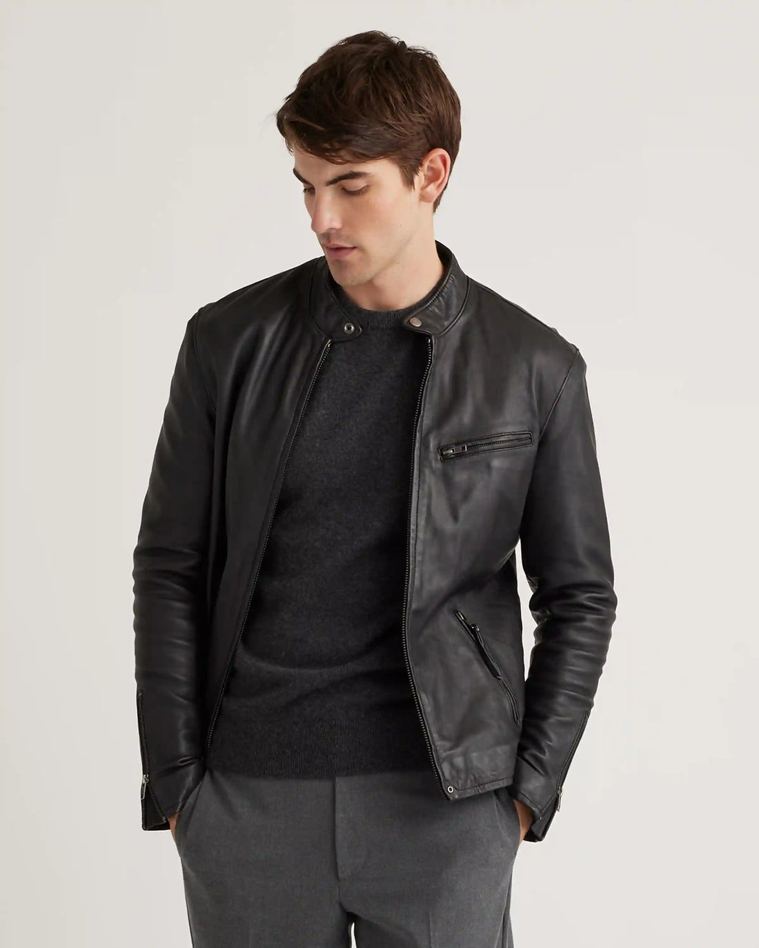 100% Leather Café Racer Jacket
