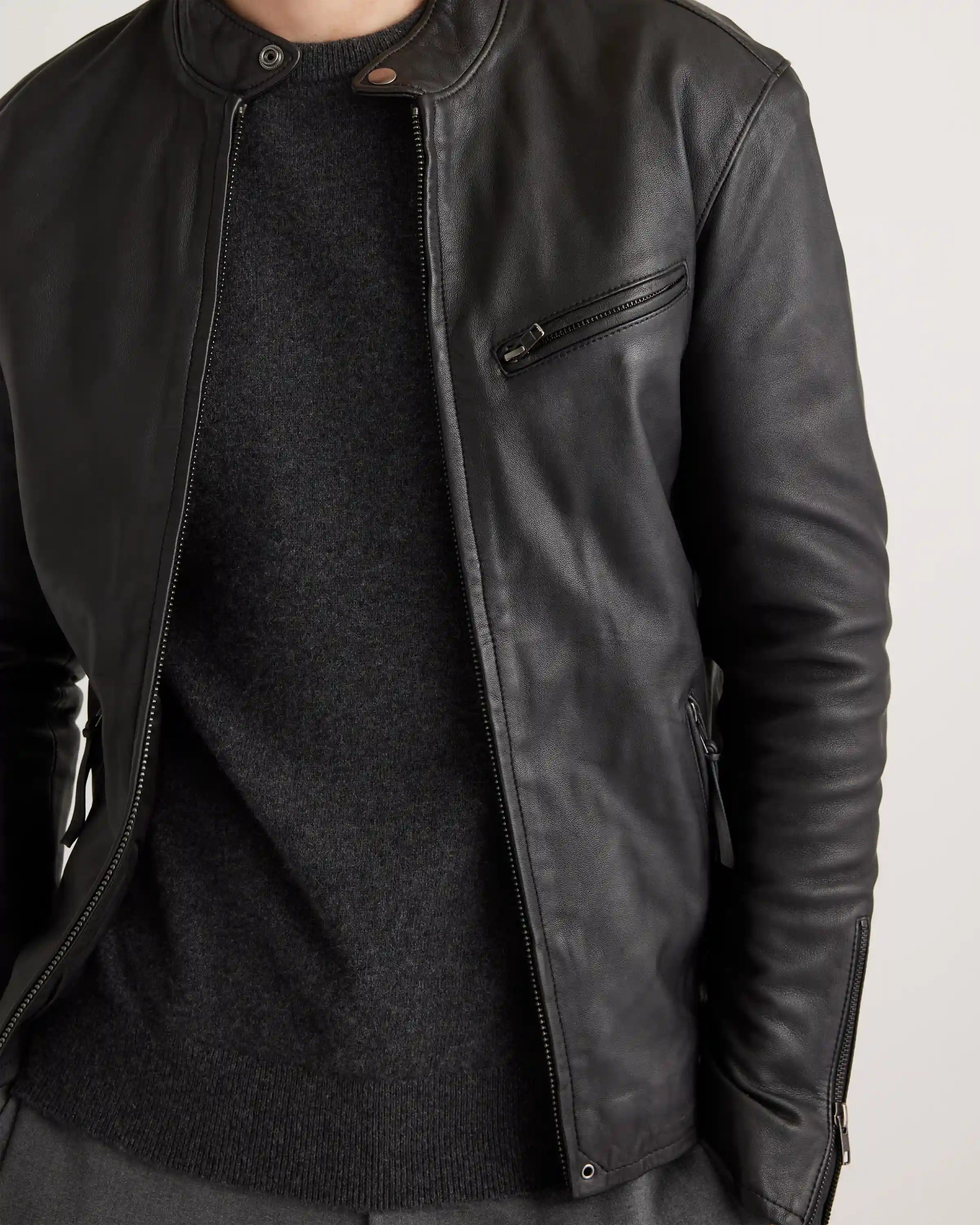 100% Leather Café Racer Jacket
