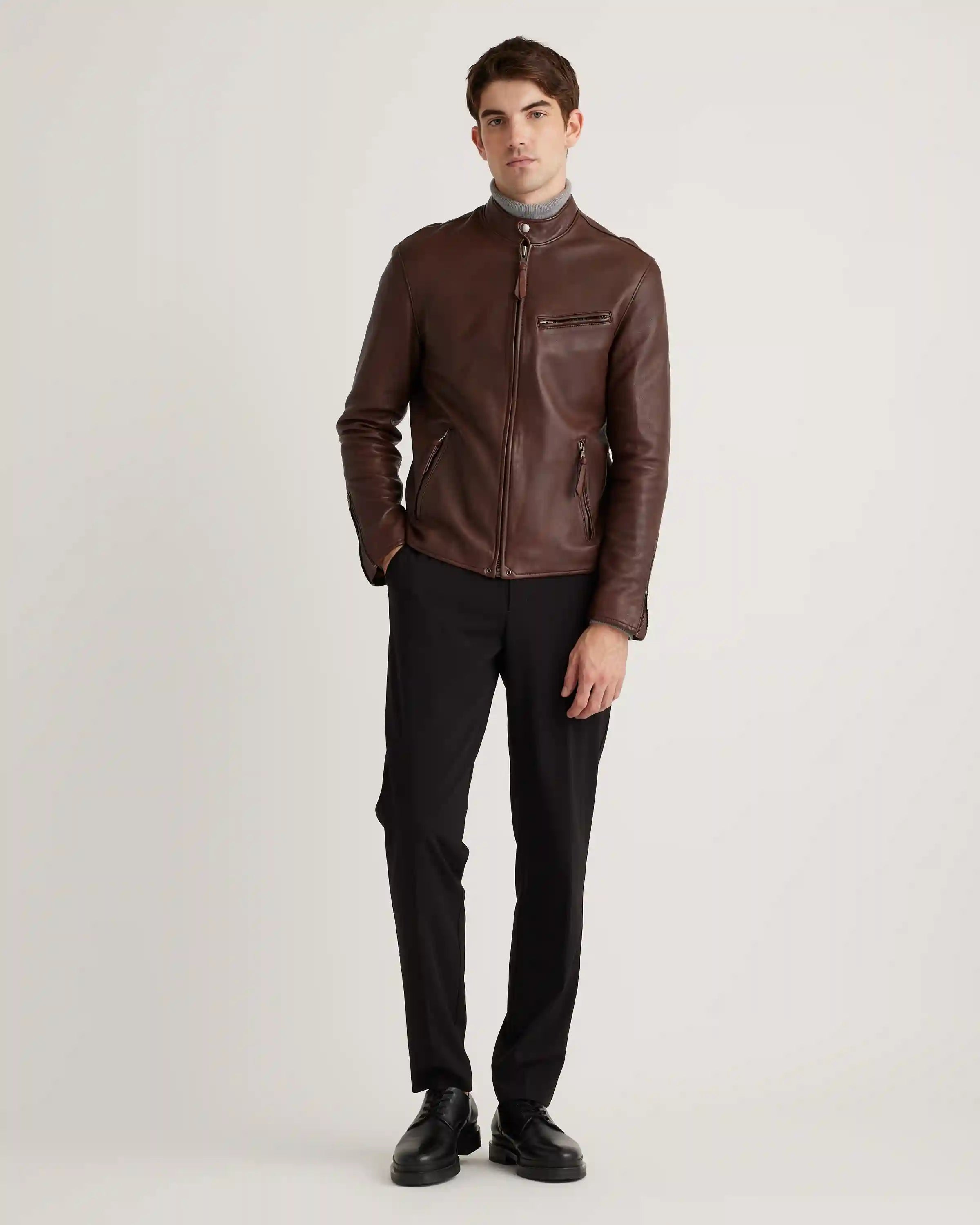 100% Leather Café Racer Jacket