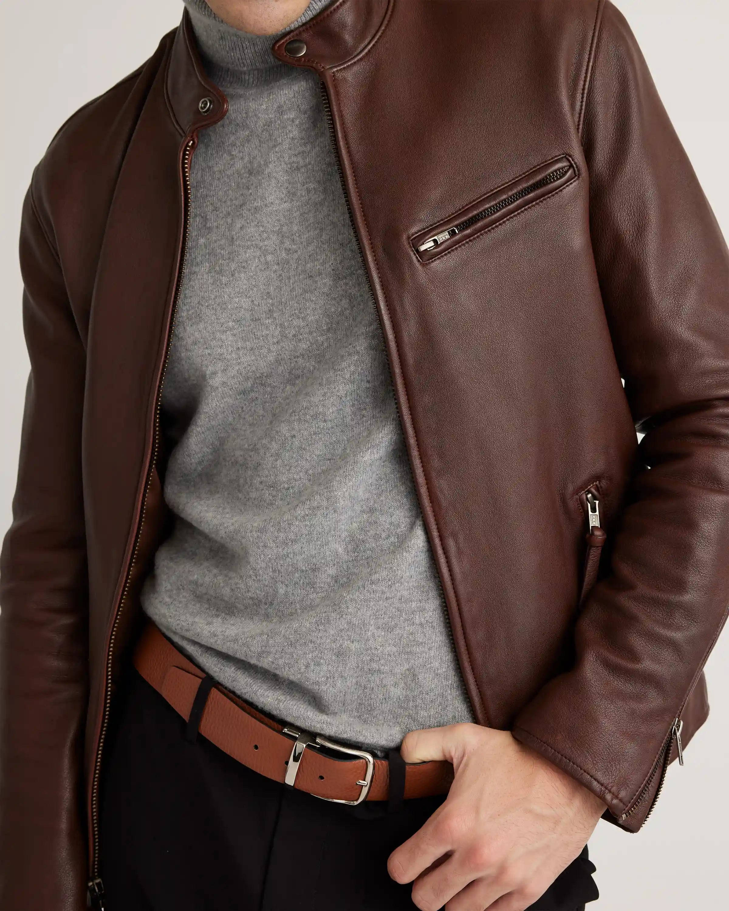 100% Leather Café Racer Jacket