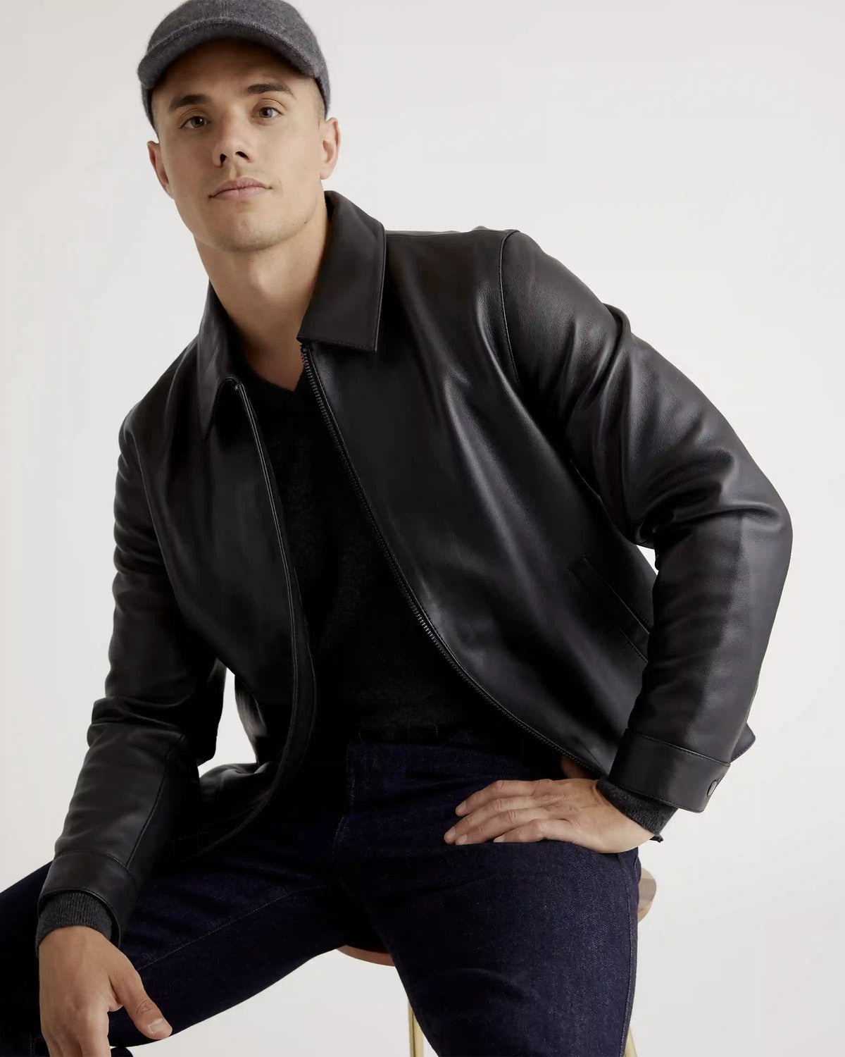 100% Leather Harrington Jacket