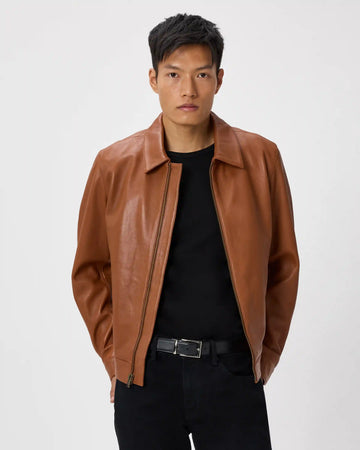 100% Leather Harrington Jacket